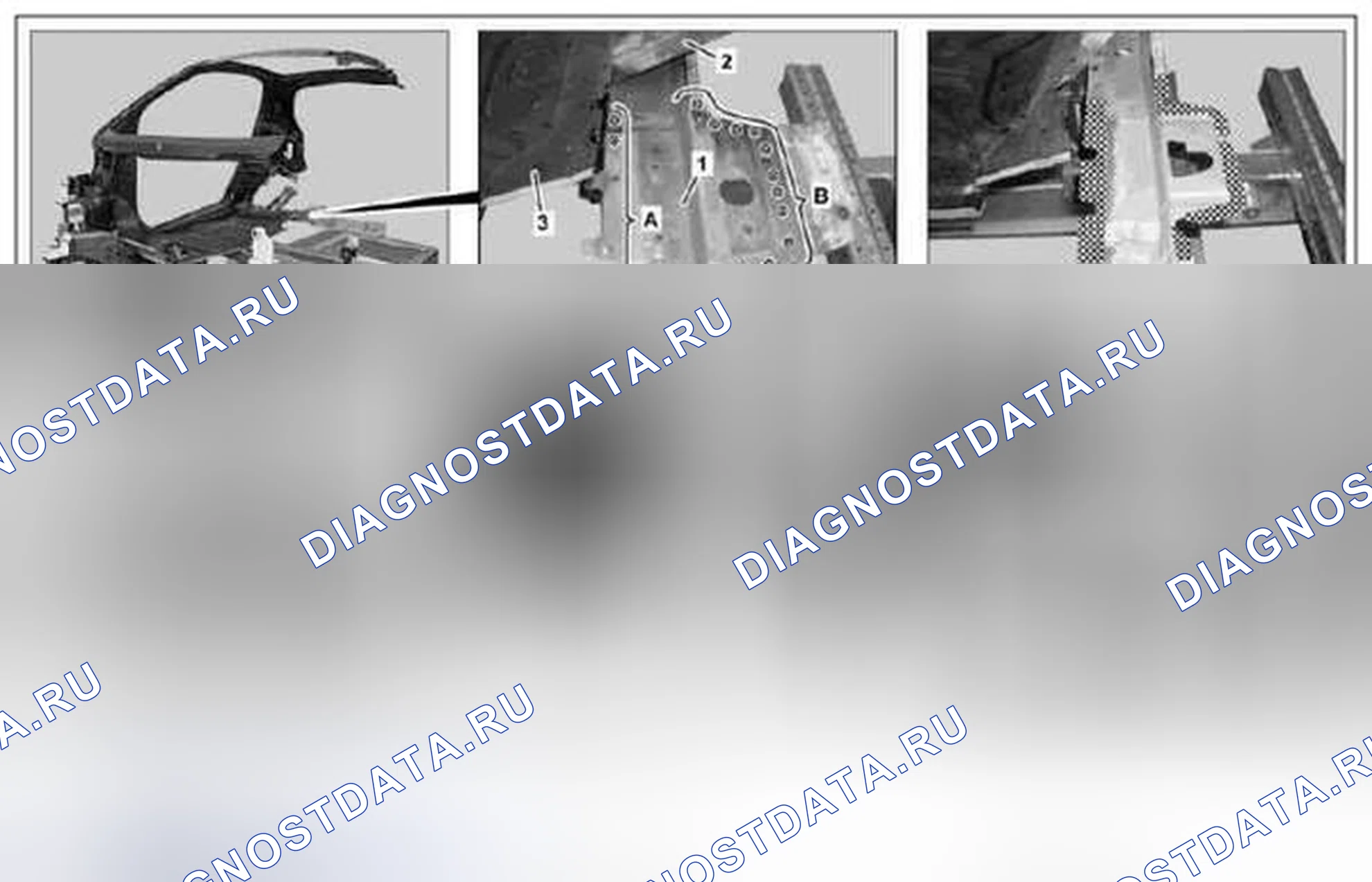 Рис. 664: Замена монтажной консоли траверсы на нижнем переднем и заднем полу в сборе - AR63.40-P-1193MCC. Kia Soul I