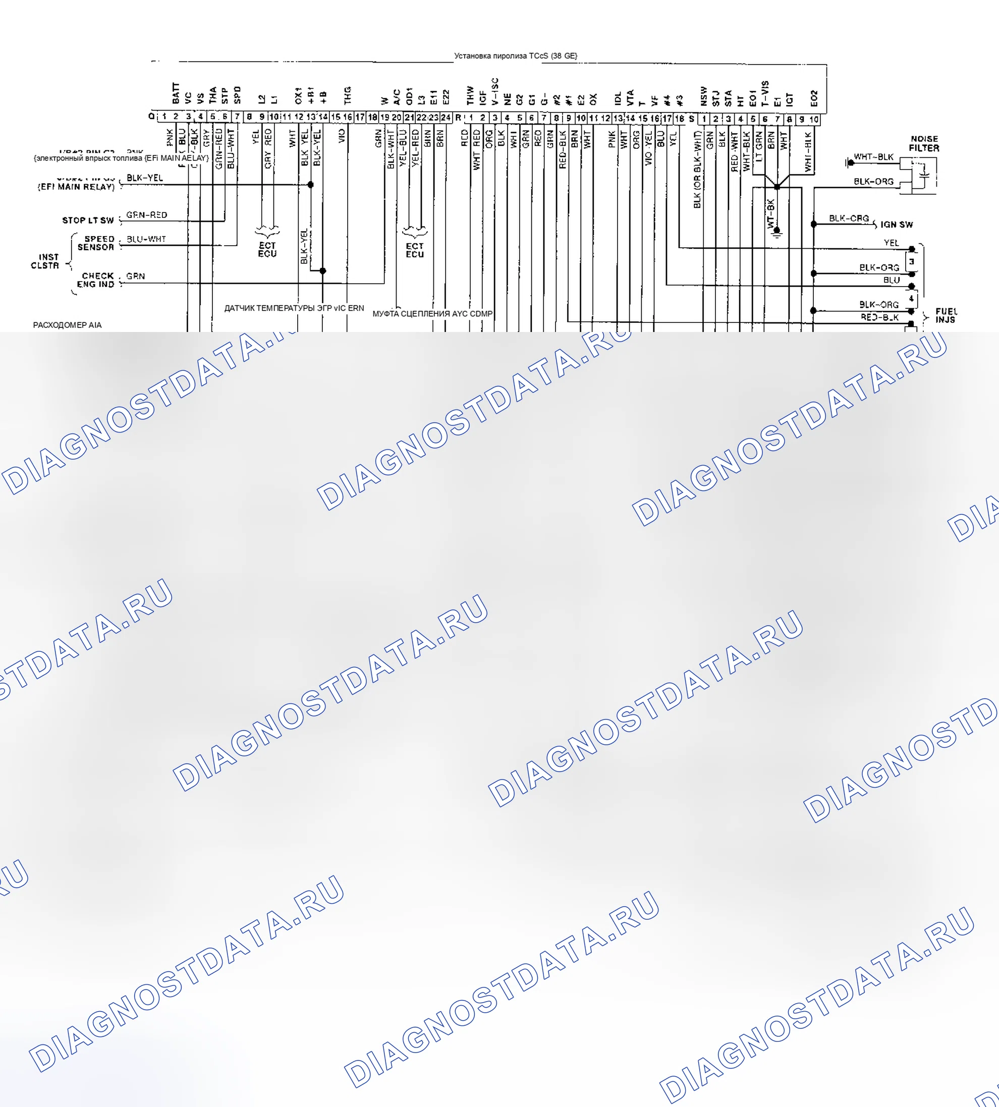 Рис. 149: электросхема (двигатель Celica 3S-GE). Toyota Camry V20
