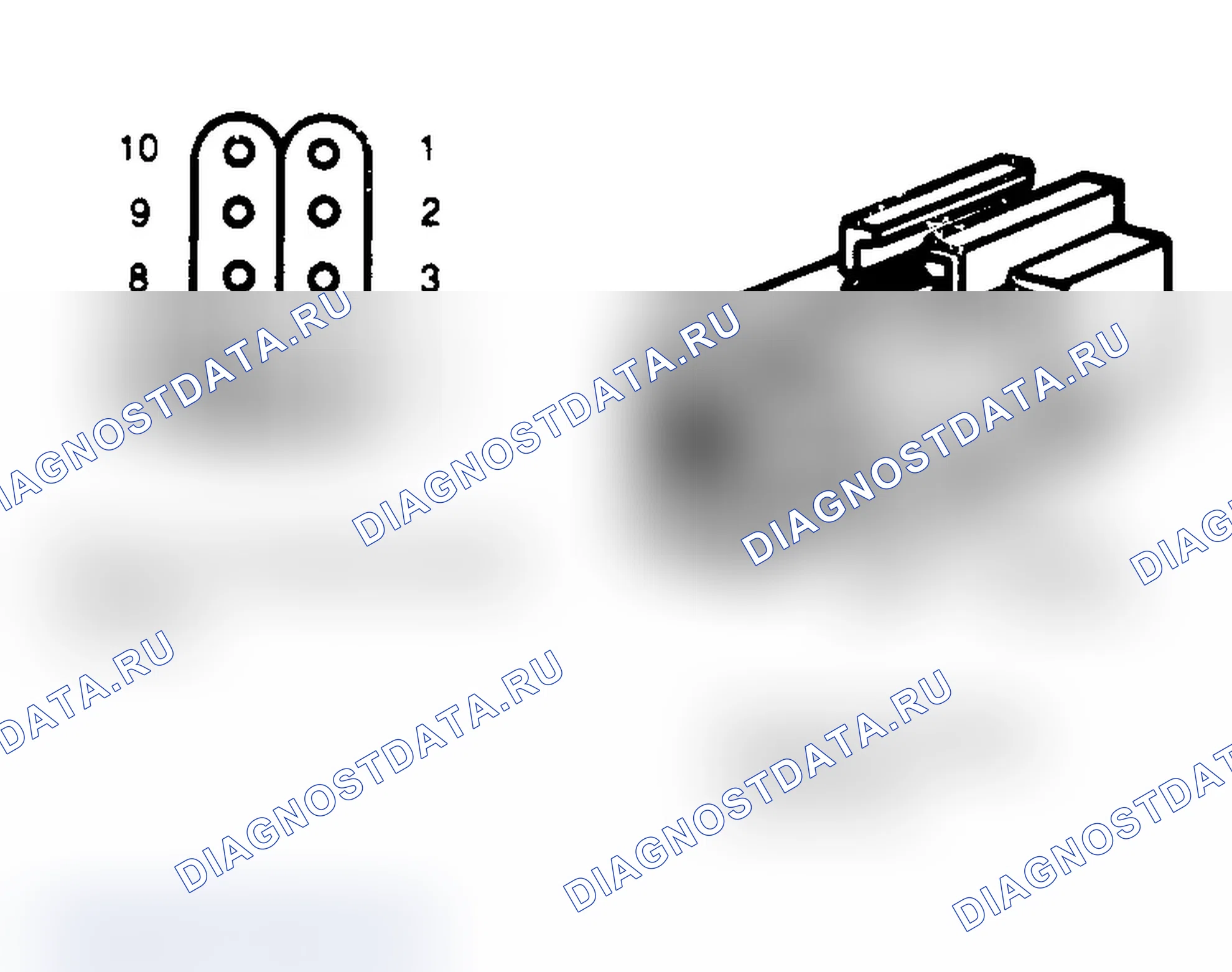 Рис. 126: Разъем 10-провод модуля питания и разъем 6-провод инжектора. Chrysler New Yorker XII