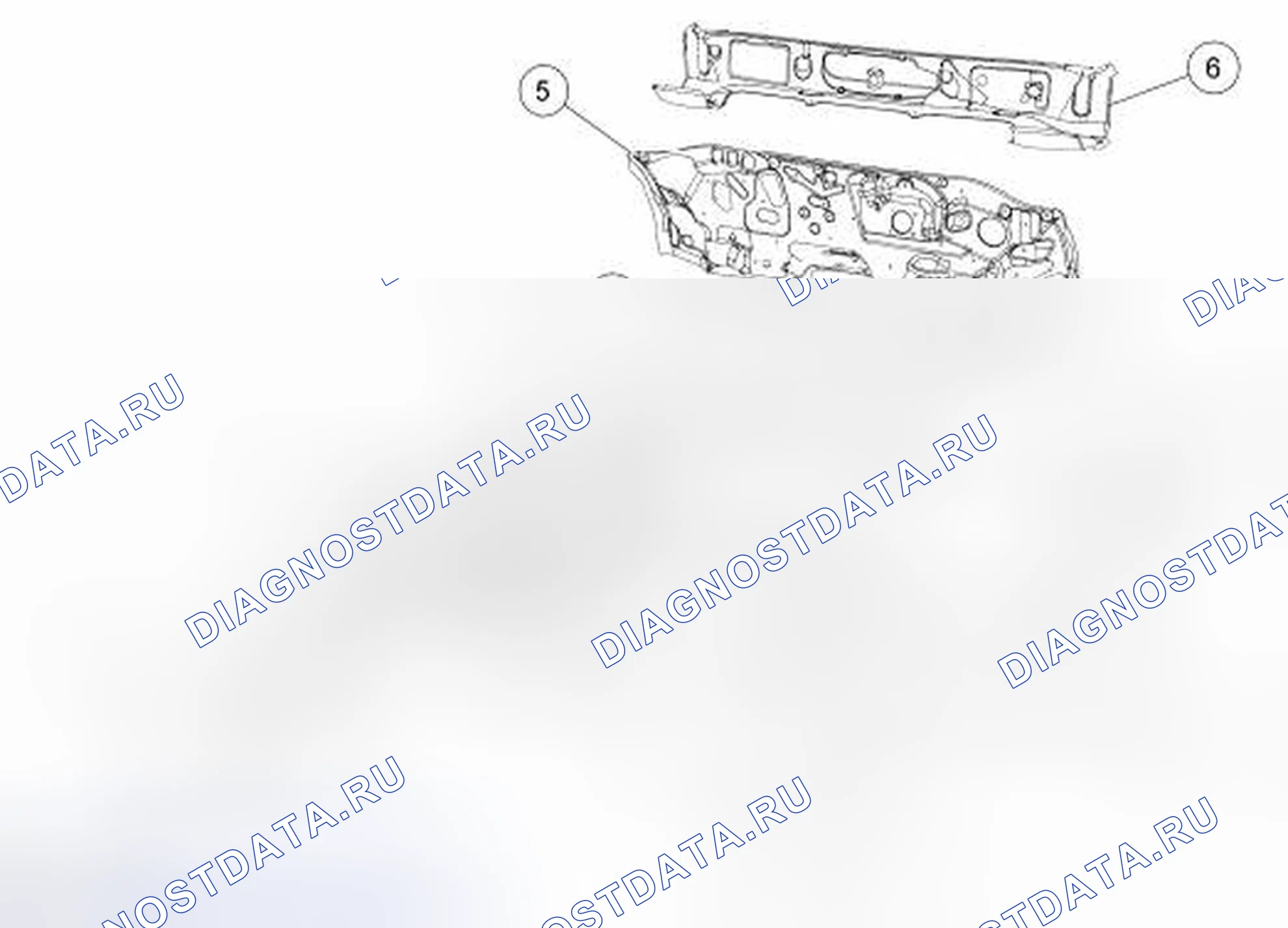 Рис. 66: Фронтальная структура - разнесенный вид. Hyundai Lafesta I