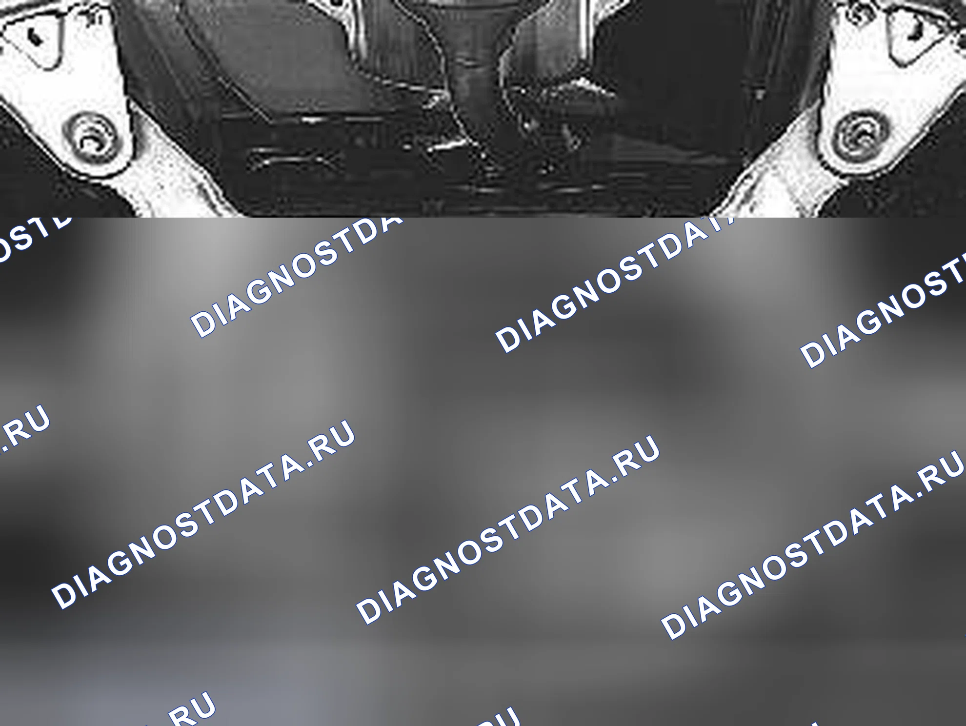 Рис. 80: Поднять подрамник сзади с помощью подъемника. Использовать мобильный домкрат.. Volvo C70 I