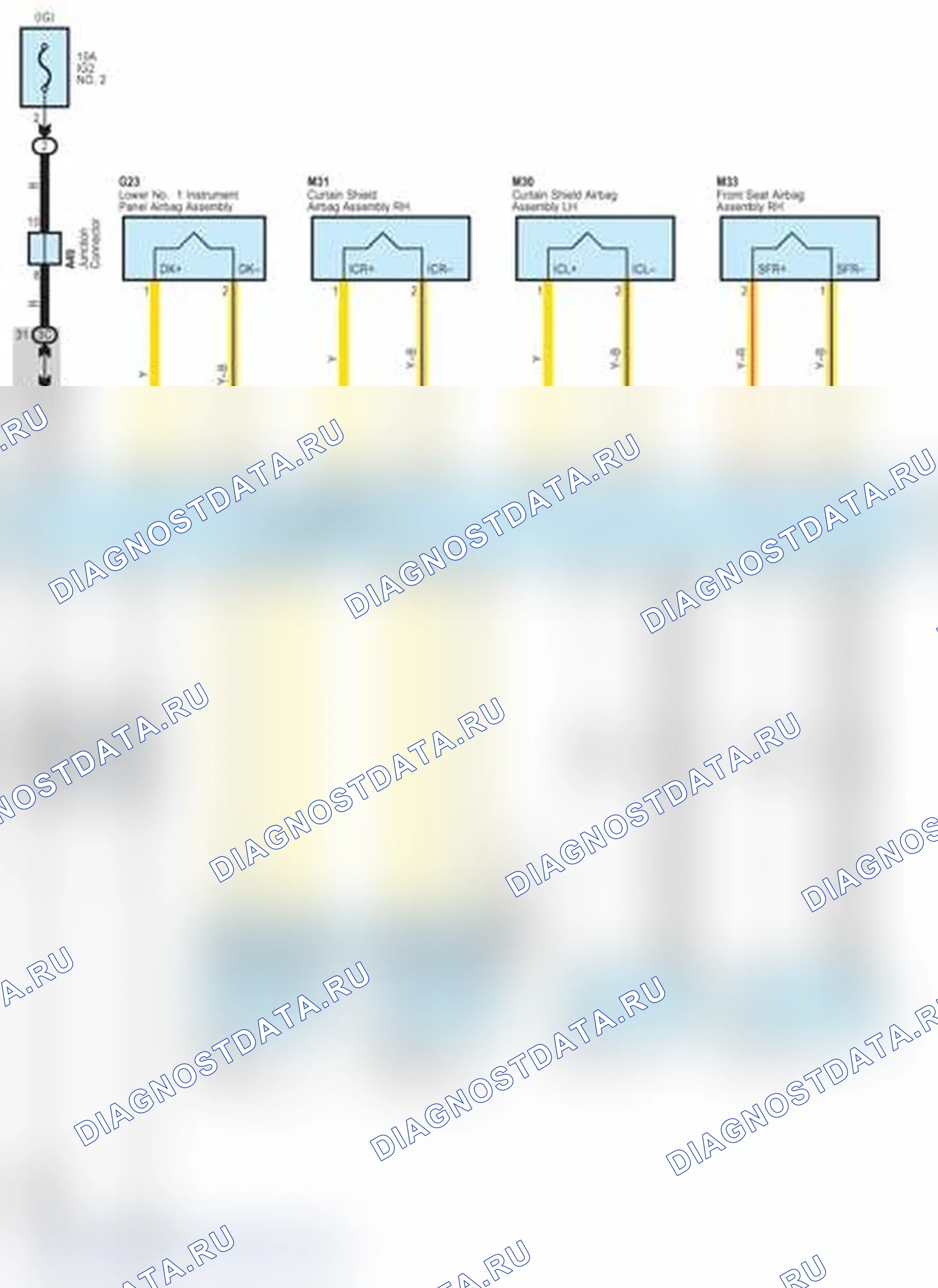 Рис. 167: Схема подключения SRS (1 из 6). Toyota Prius C I