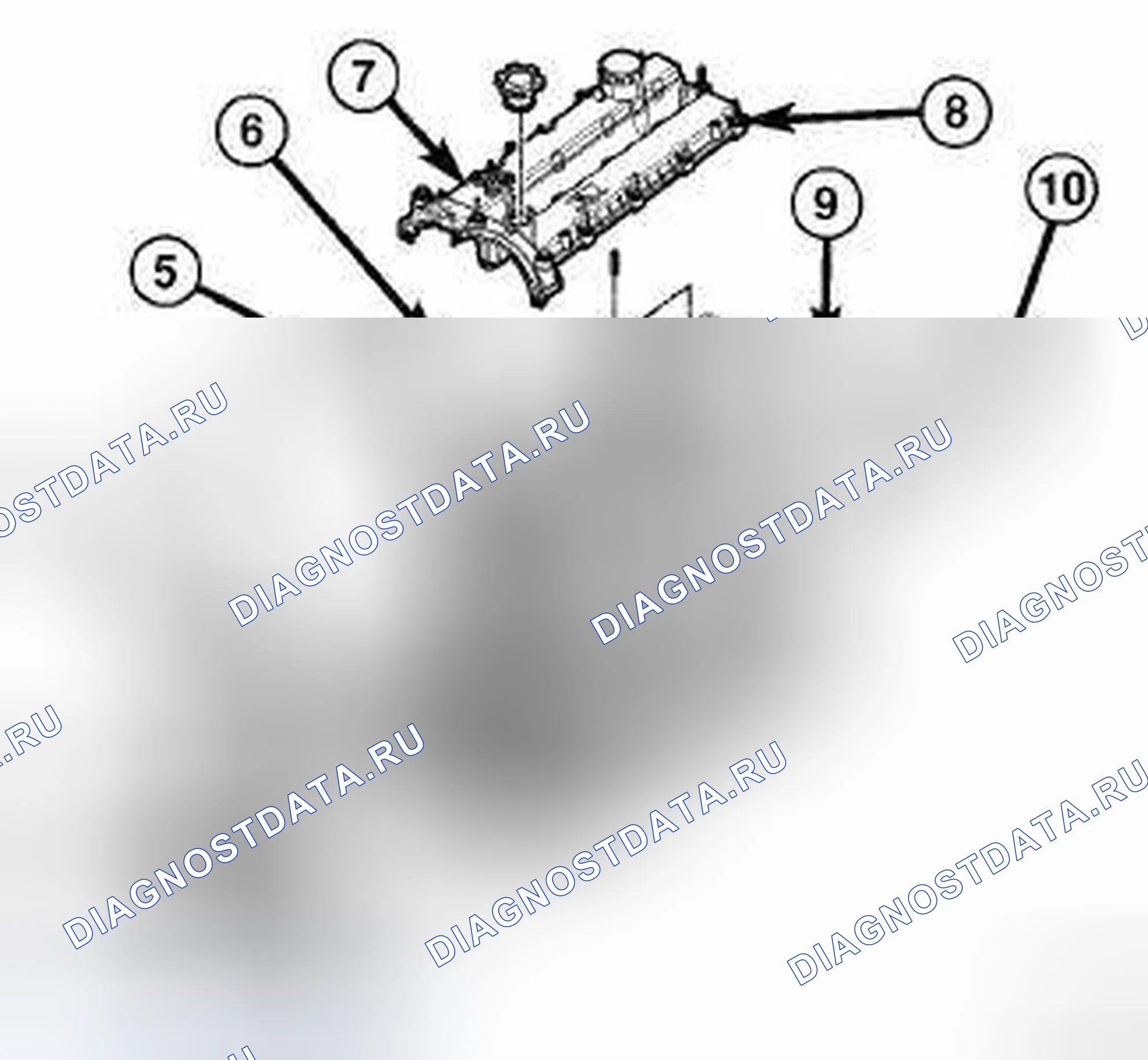 Рис. 217: ВЕРХНЯЯ И НИЖНЯЯ НАРУЖНЫЕ КРЫШКИ РЕМНЕЙ ГРМ. Chrysler Town & Country V рестайлинг