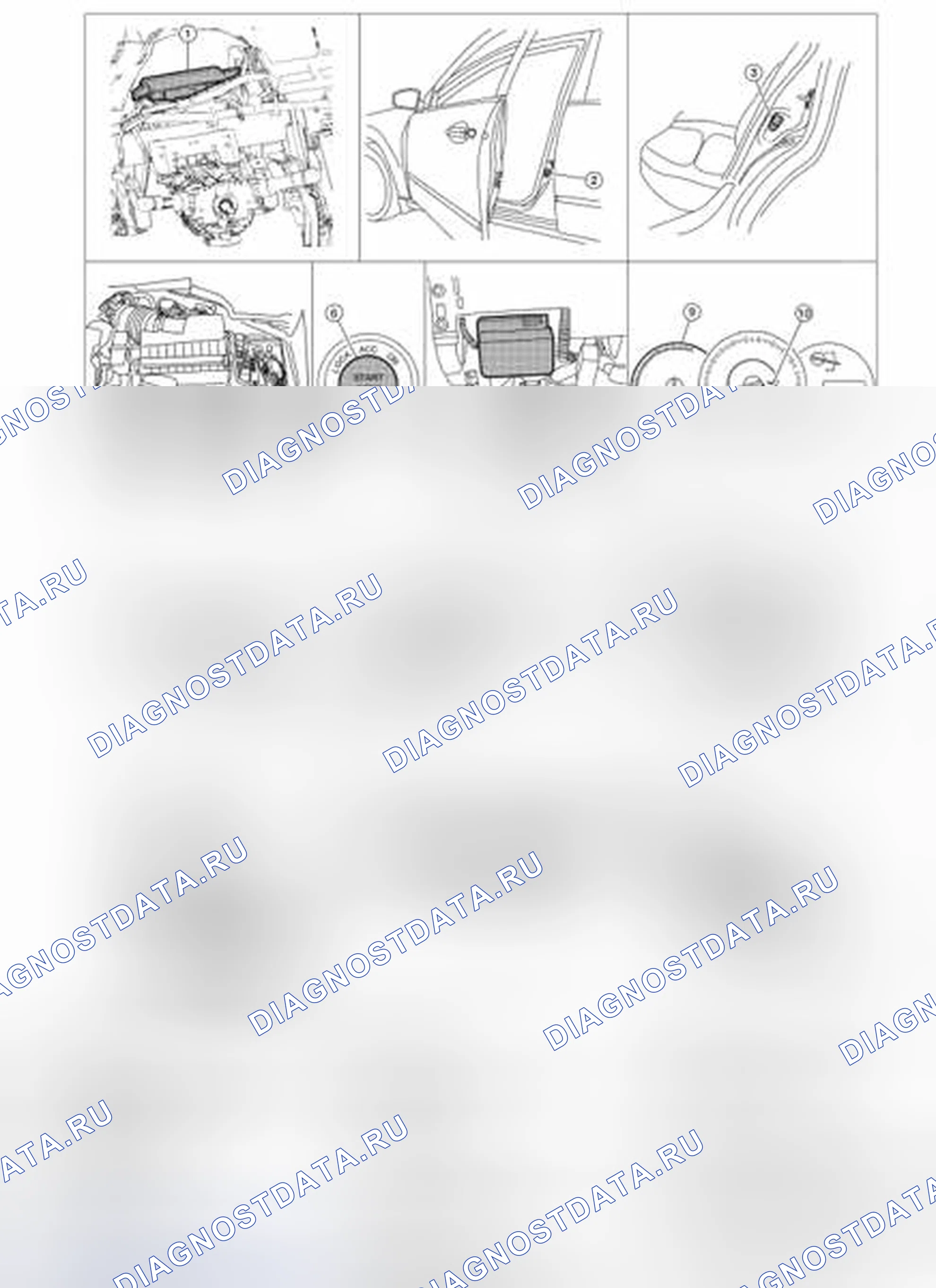 Рис. 2: Расположение компонентов. Honda Passport I
