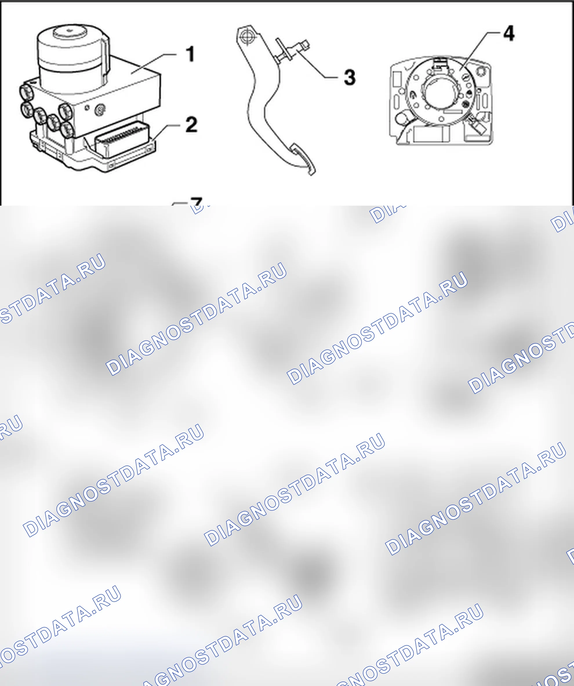 Рис. 63: РАСПОЛОЖЕНИЕ ЭЛЕКТРИЧЕСКИХ И ЭЛЕКТРОННЫХ КОМПОНЕНТОВ, ABS/EDL/ASR/ESP. Volkswagen New Beetle A4