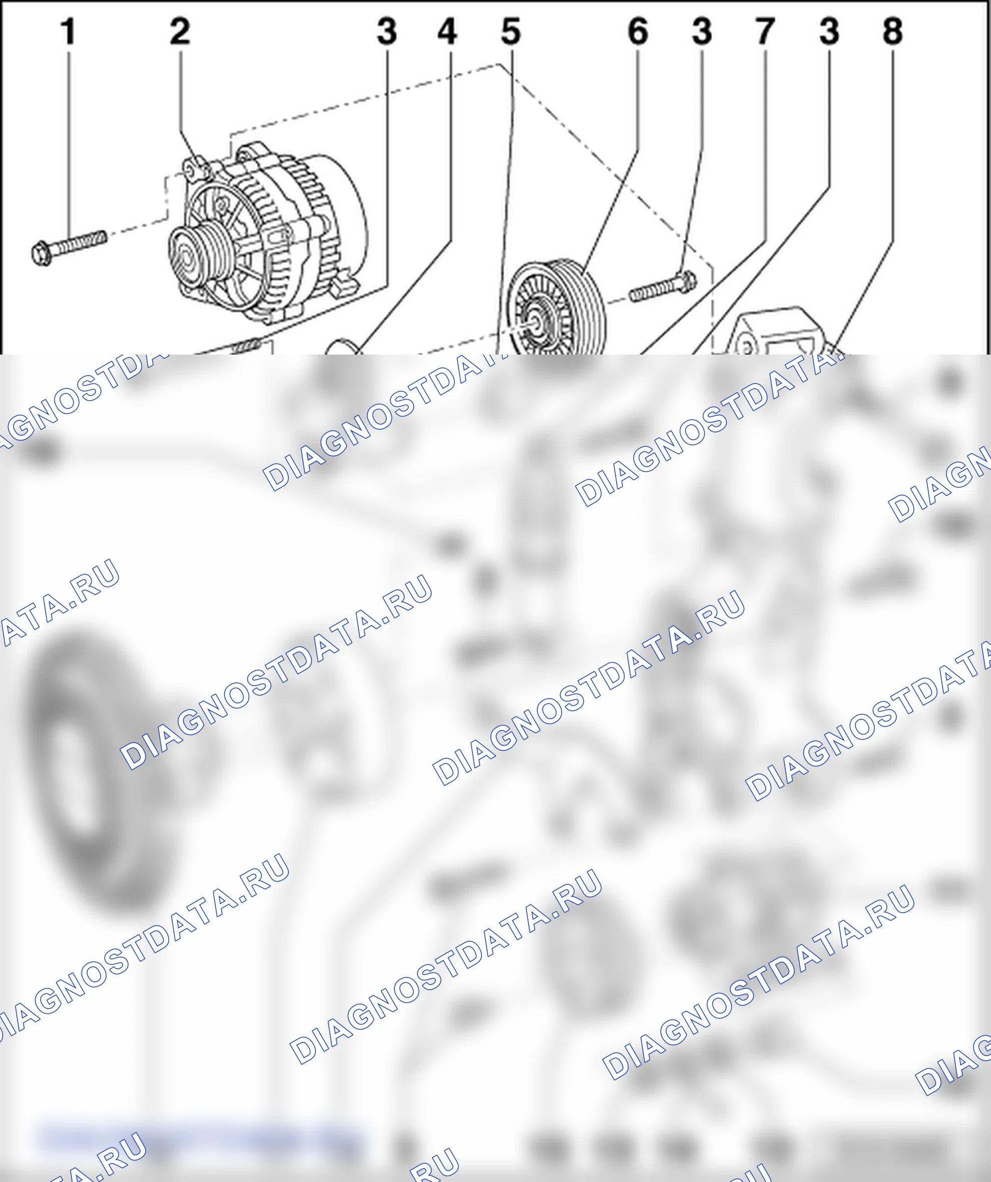 Как снять и установить поликлиновый ремень (1,9 л/74; 77; 85; 96 кВт TDI PD). Skoda Superb I