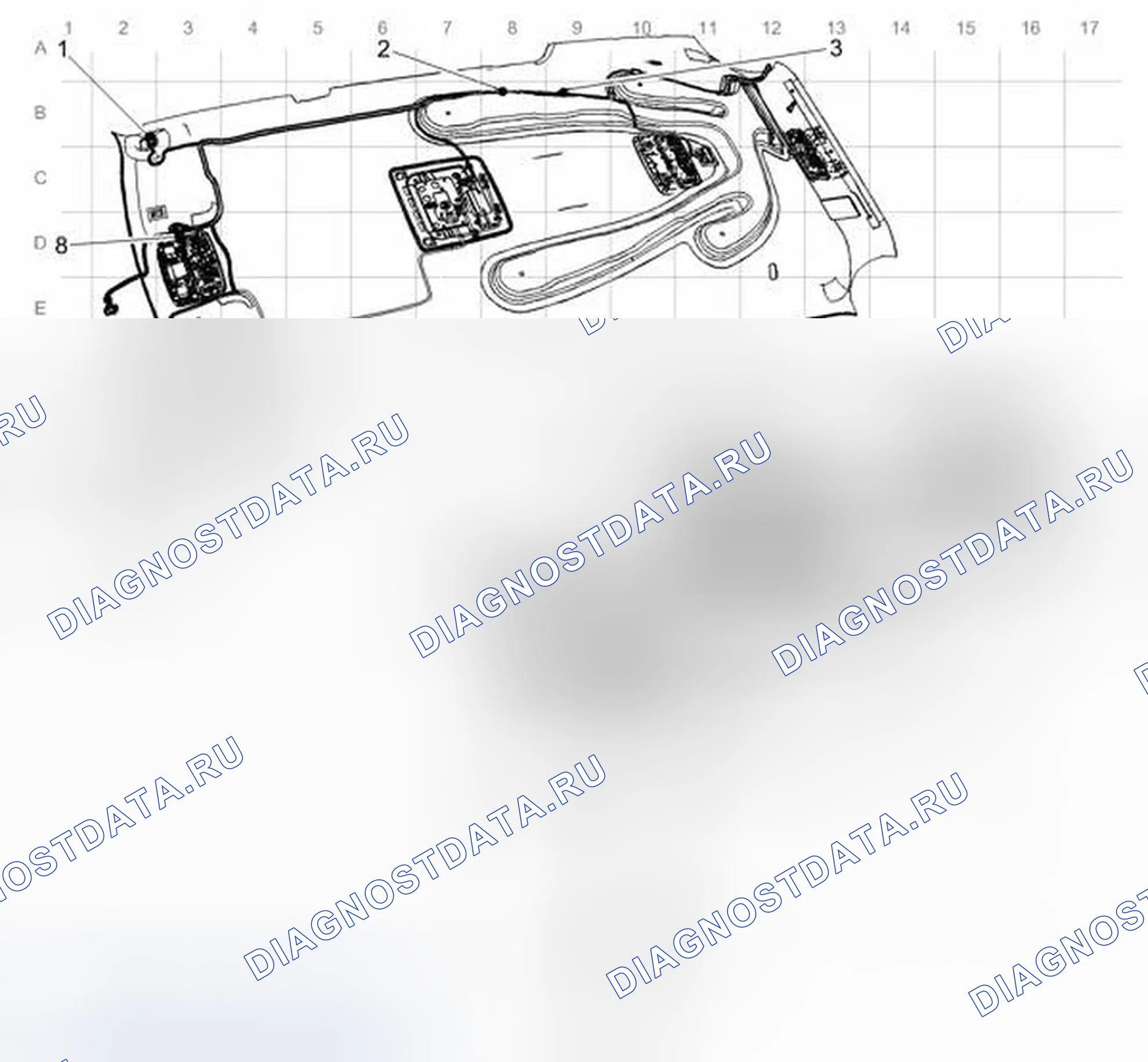 Рис. 59: Прокладка кабельных трасс сверху. GMC Acadia I рестайлинг