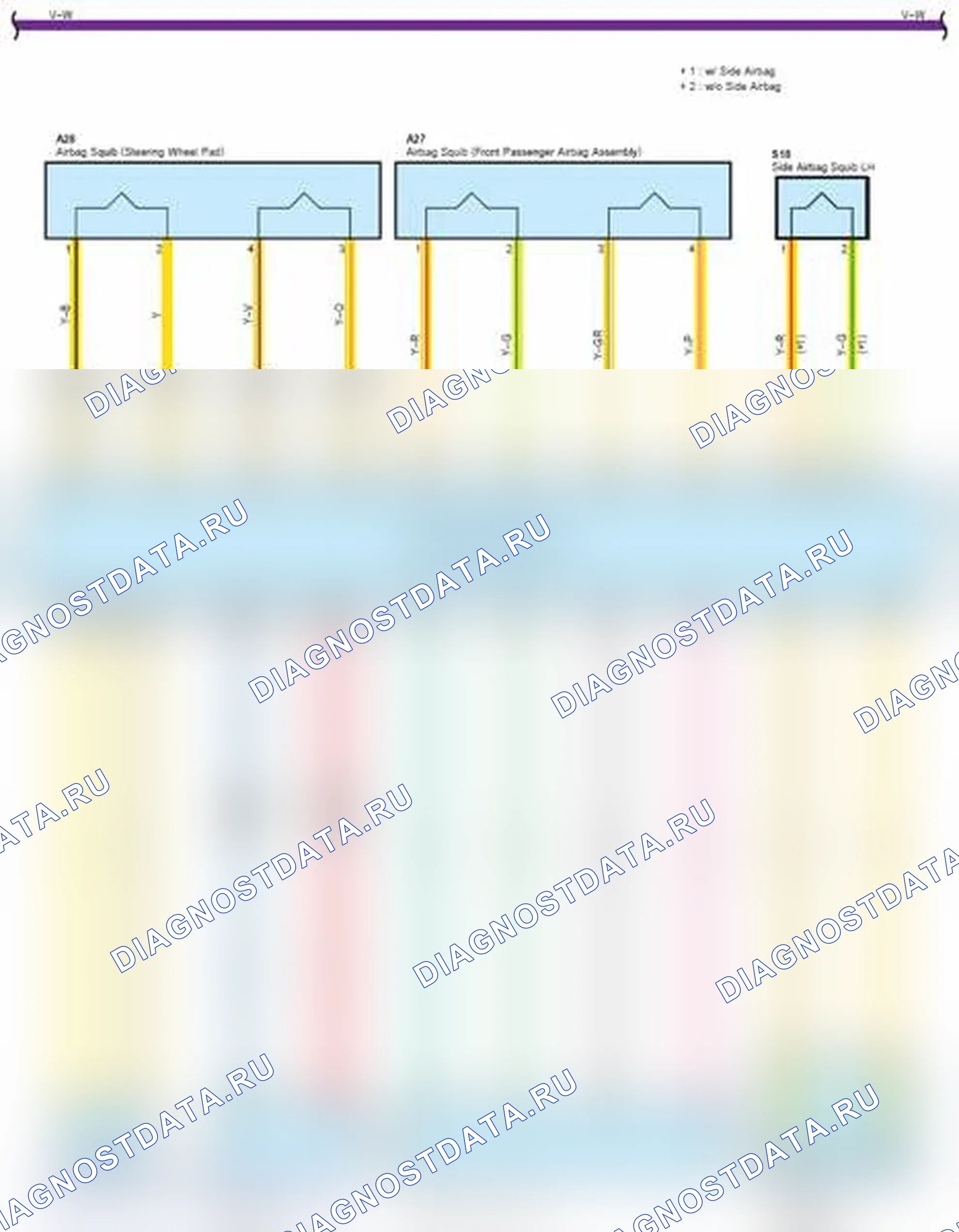 Рис. 134: Схема подключения системы SRS (с января 2006 г. защита) (2 из 5). Toyota Land Cruiser 100 рестайлинг 2