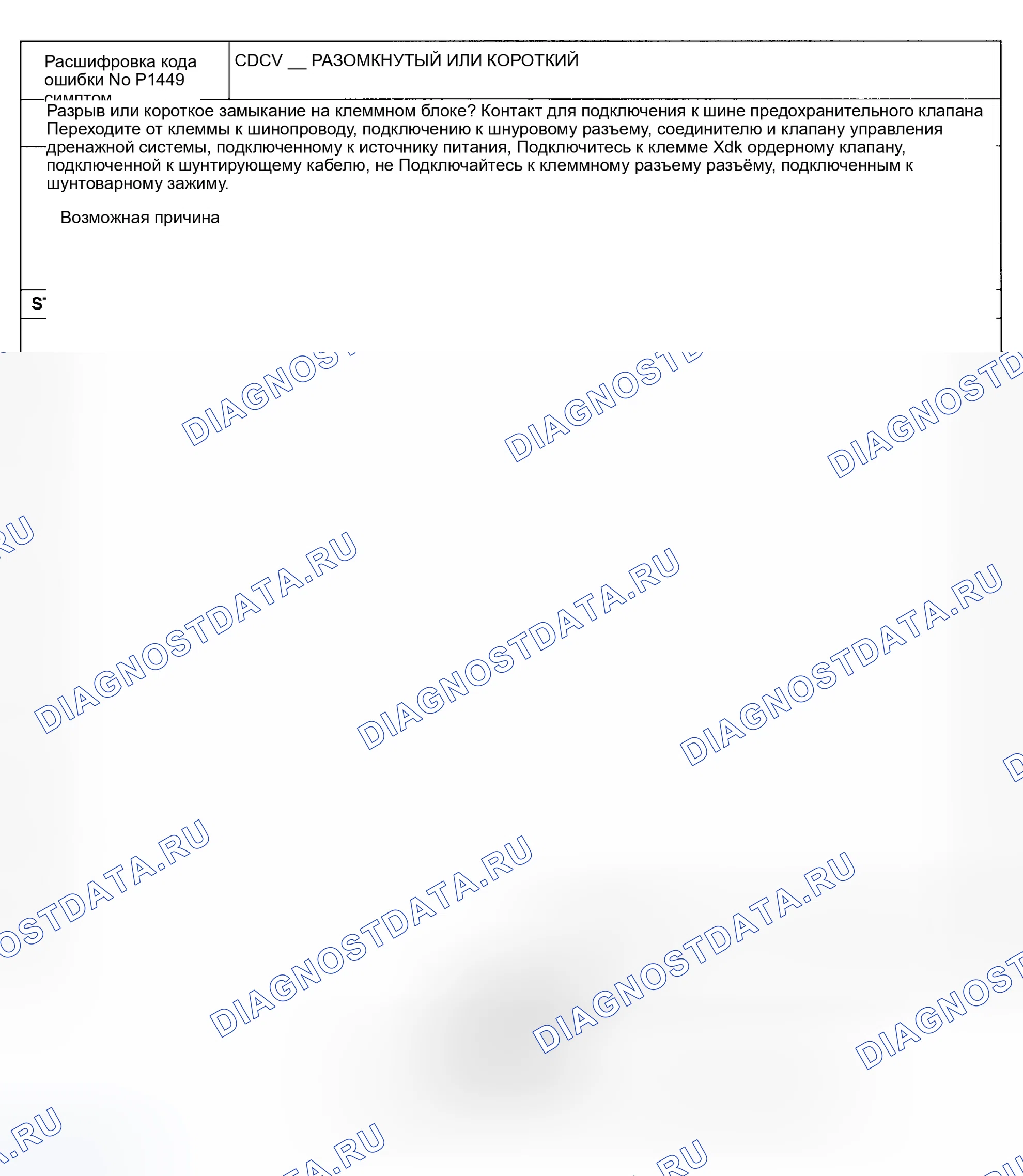 Рис. 41: расшифровка кода ошибки P1449: ДРЕНАЖНЫЙ ОТСЕЧНОЙ КЛАПАН КАНИСТРЫ. Mazda Protege BH