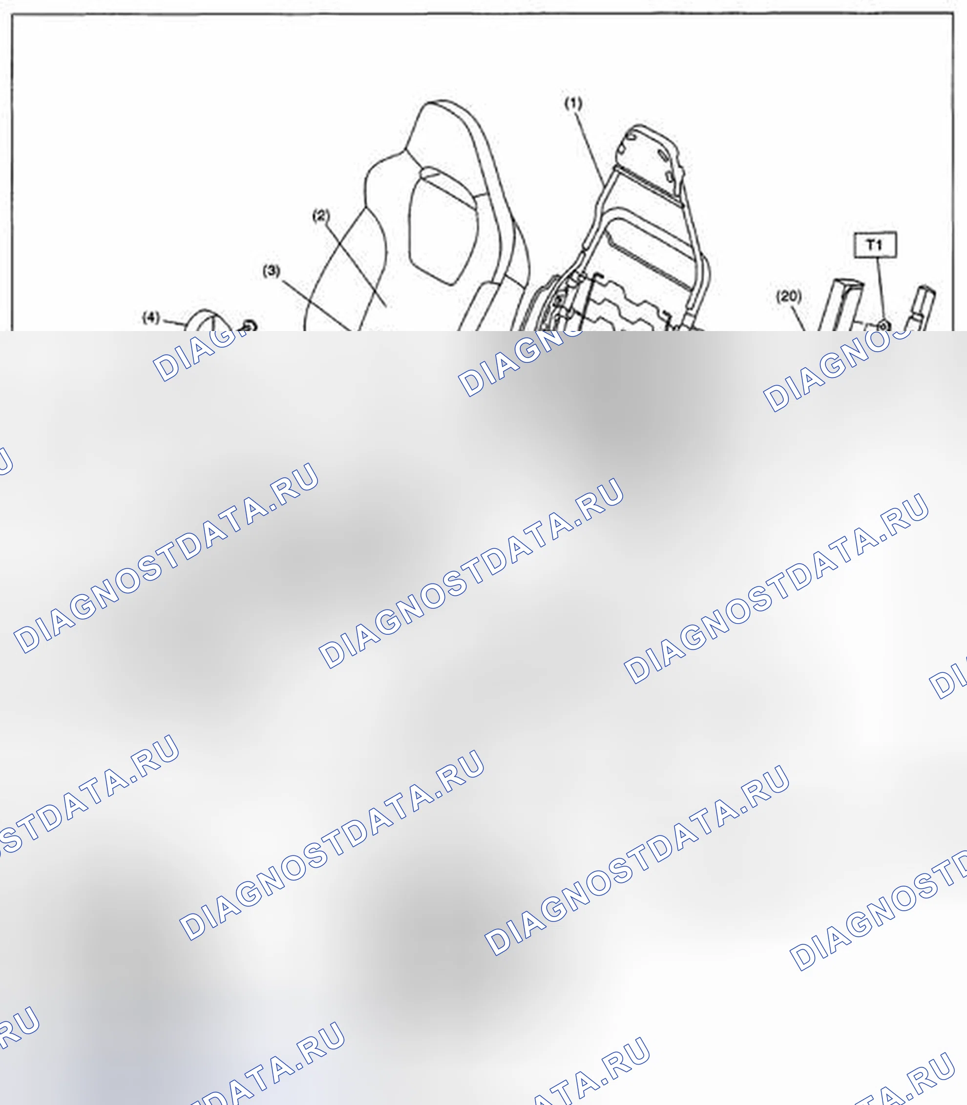 Рис. 19: ПЕРЕДНЕЕ СИДЕНЬЕ ЛЕВОЕ. Subaru Impreza WRX STI GR