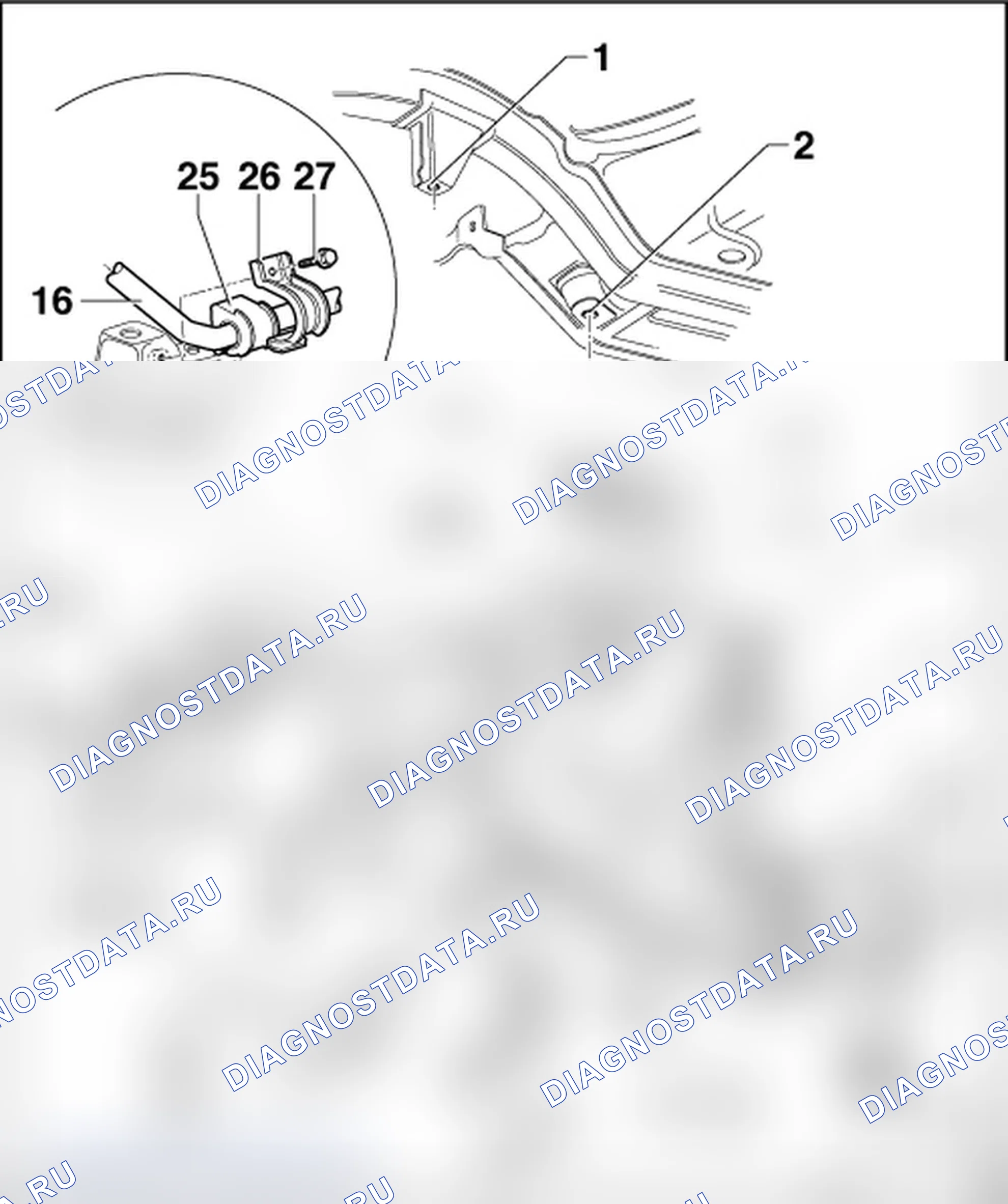 Рис. 4: ПОДРАМНИК, СТАБИЛИЗАТОР И РЫЧАГ УПРАВЛЕНИЯ В СБОРЕ. Volkswagen New Beetle A4