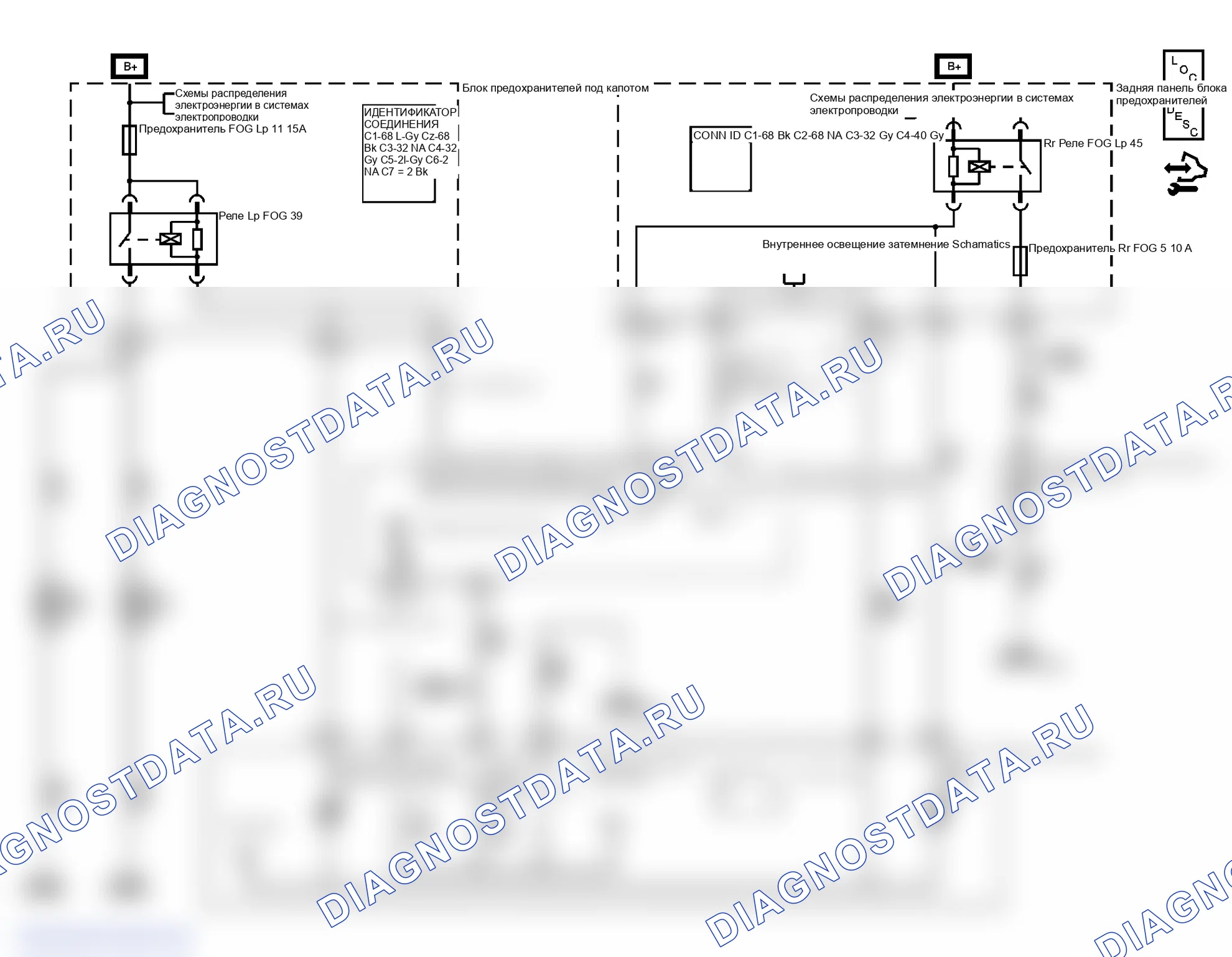 Рис. 3: Схема противотуманных фар. GMC Envoy II