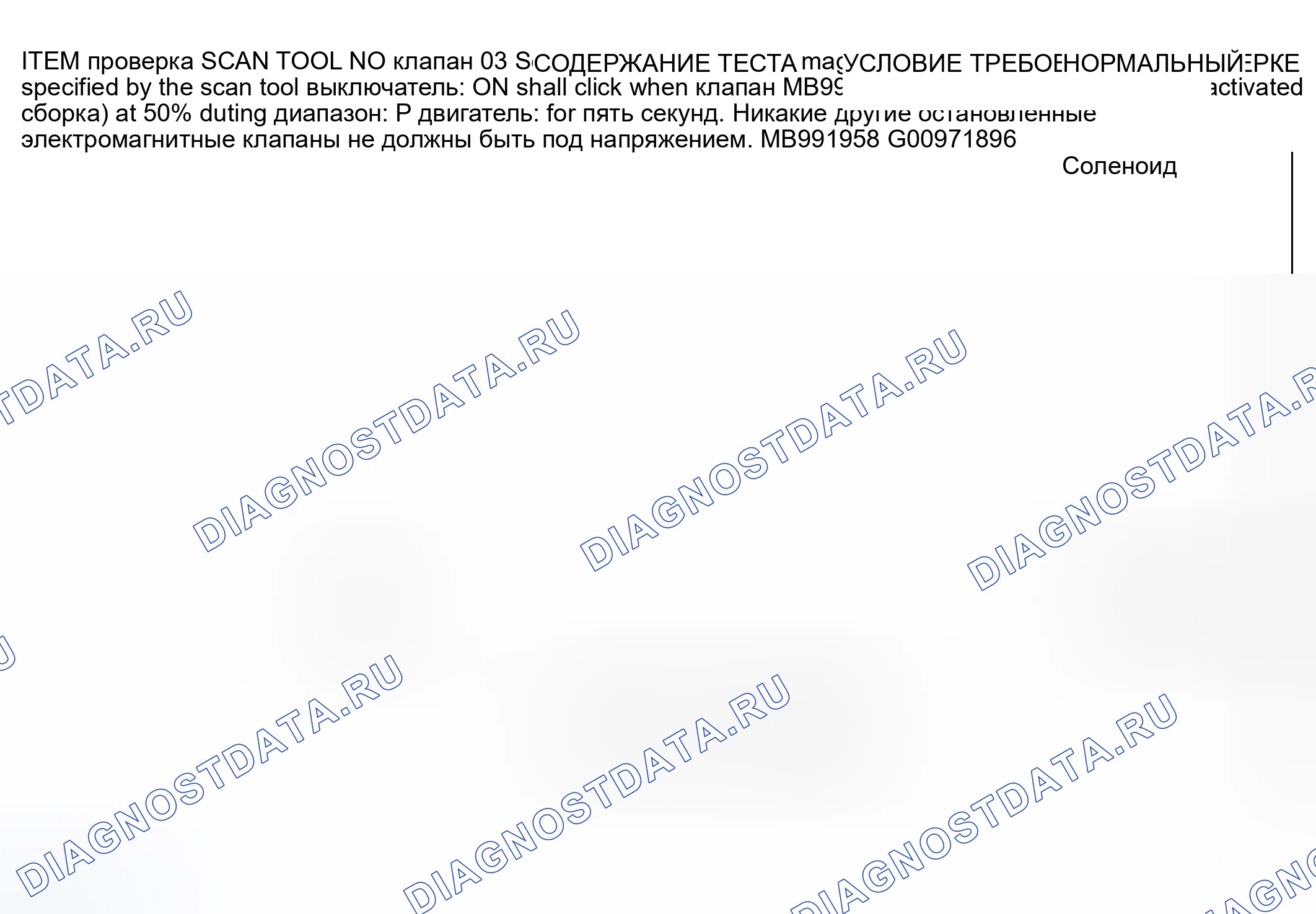 Рис. 512: СПРАВОЧНАЯ ТАБЛИЦА ИСПЫТАНИЙ ПРИВОДА. Mazda MX-5 NA