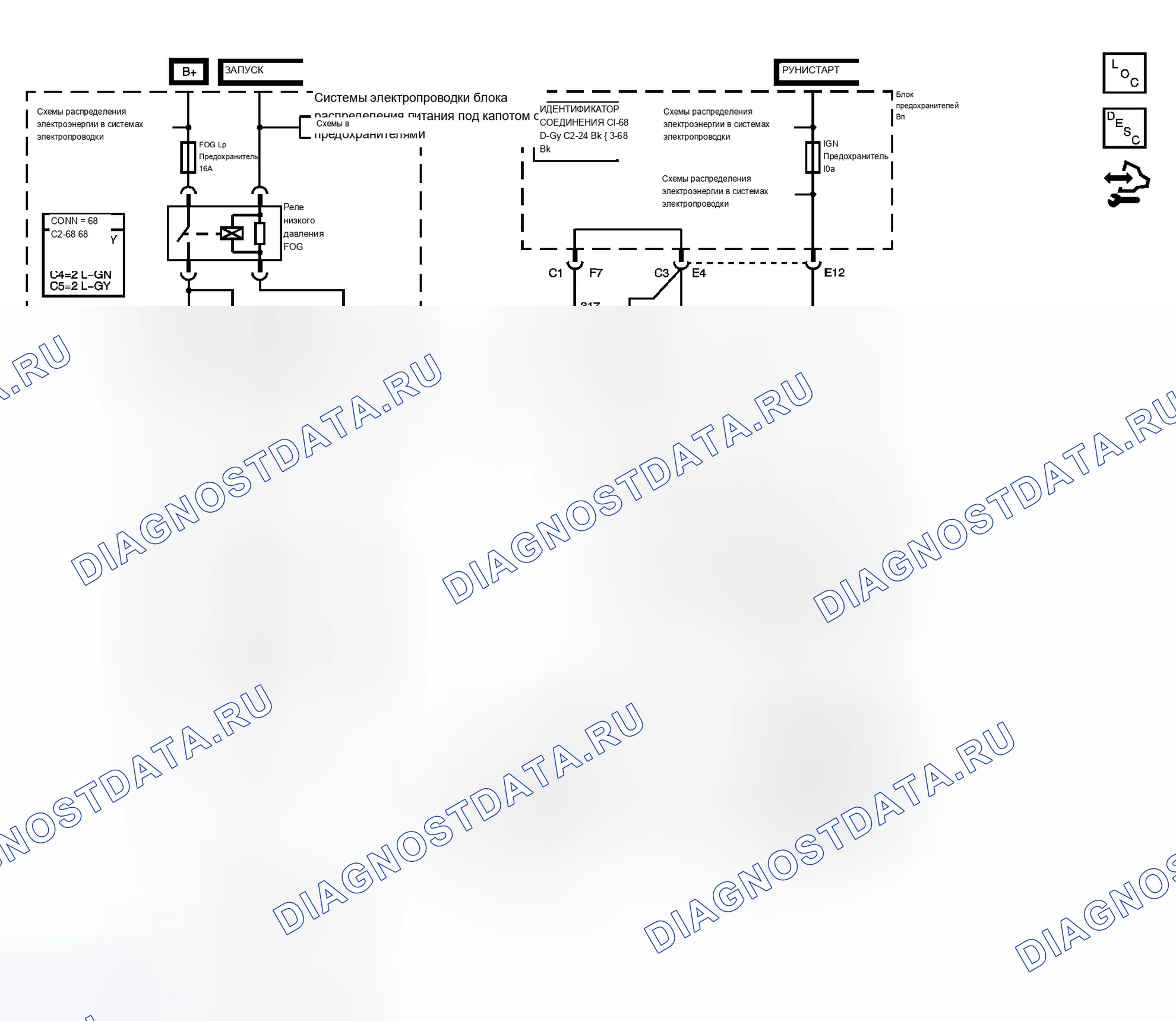 Рис. 2: Схема противотуманных фар. Chevrolet Equinox I