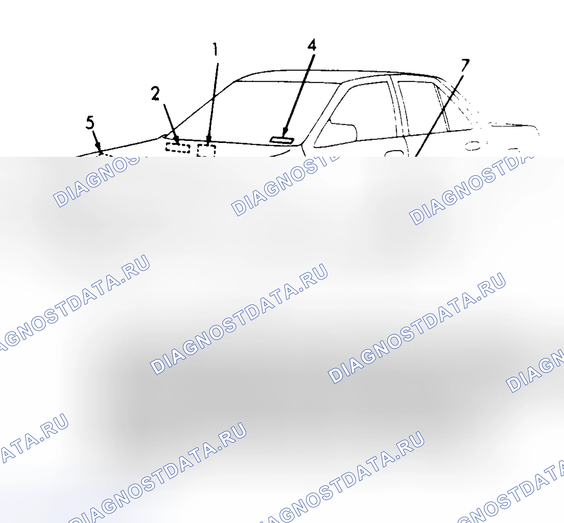 Рис. 8: РАСПОЛОЖЕНИЕ ИНФОРМАЦИОННЫХ МЕТОК. Nissan Sentra B11