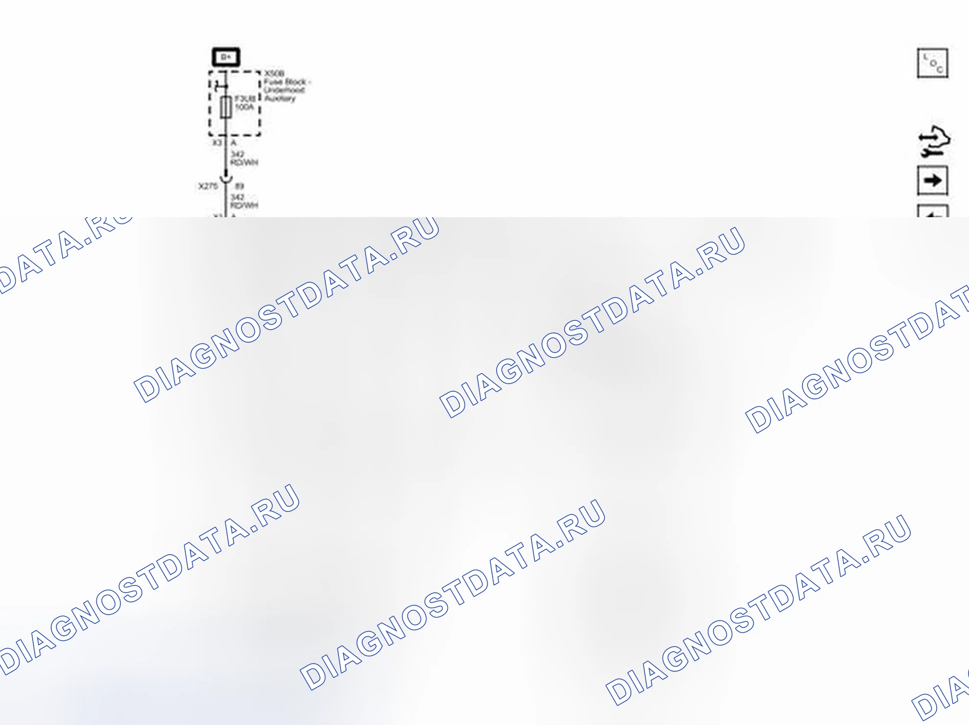 Рис. 100: Предохранители F2DA, F3UB, F5DA, F6DA, F17DA, F18DA, F27DA и F28DA. Cadillac ATS I