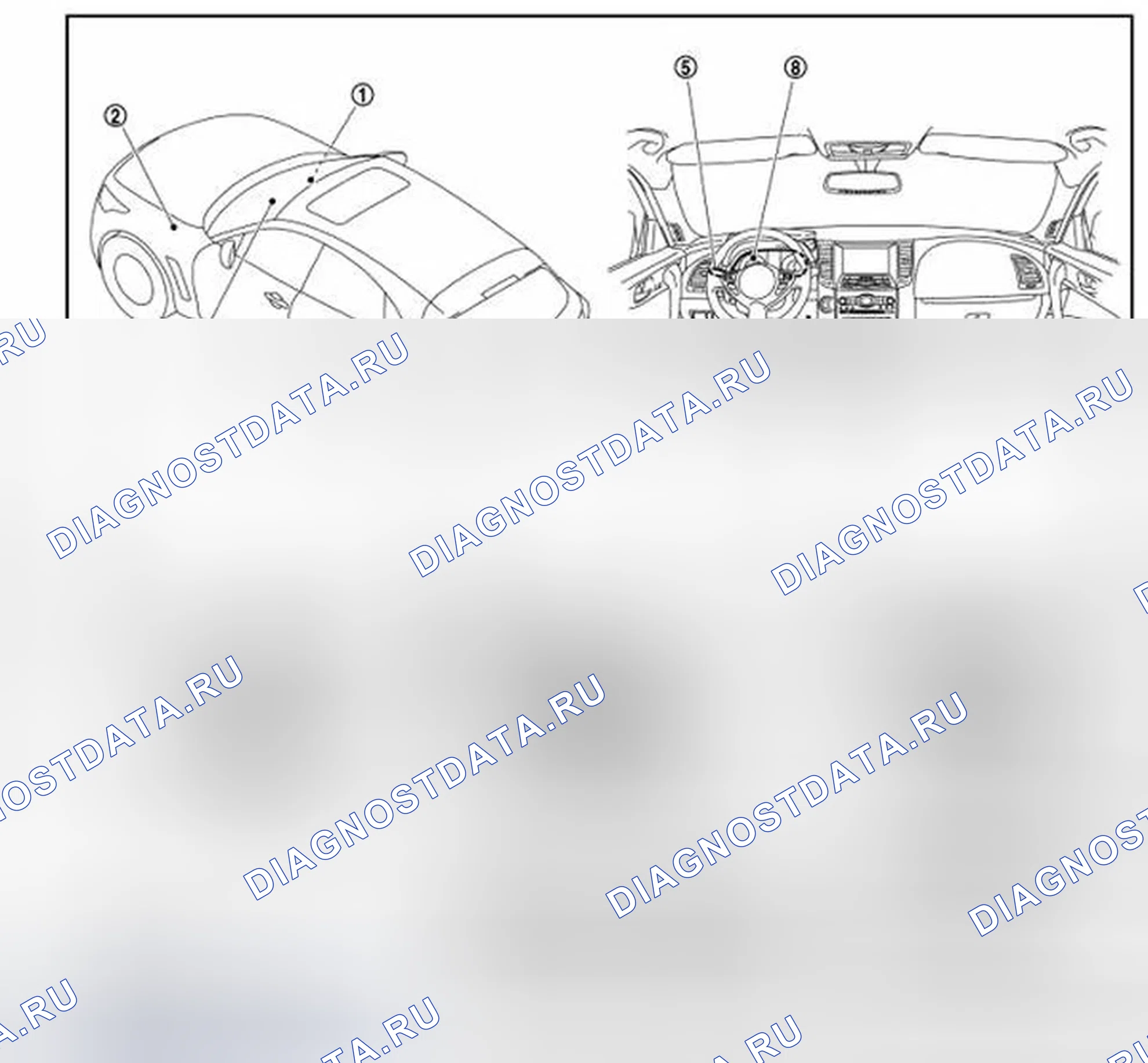 Рис. 54: СИСТЕМА ПРЕДУПРЕДИТЕЛЬНЫХ УТОРОВ: Расположение составных частей. Infiniti FX50 II рестайлинг