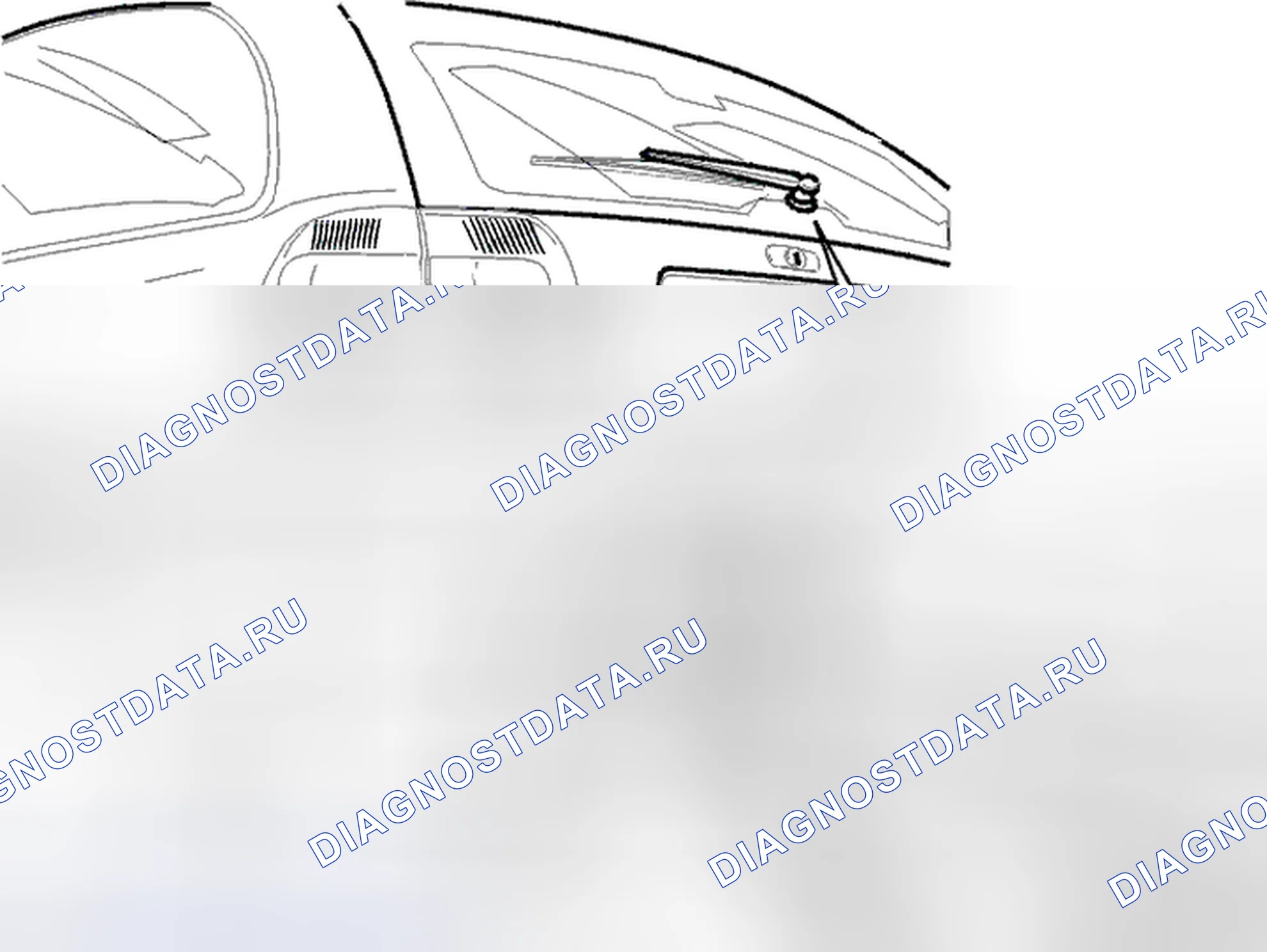 Рис. 248: Снятие механизма стеклоочистителя двери багажника. Volvo S40 I рестайлинг
