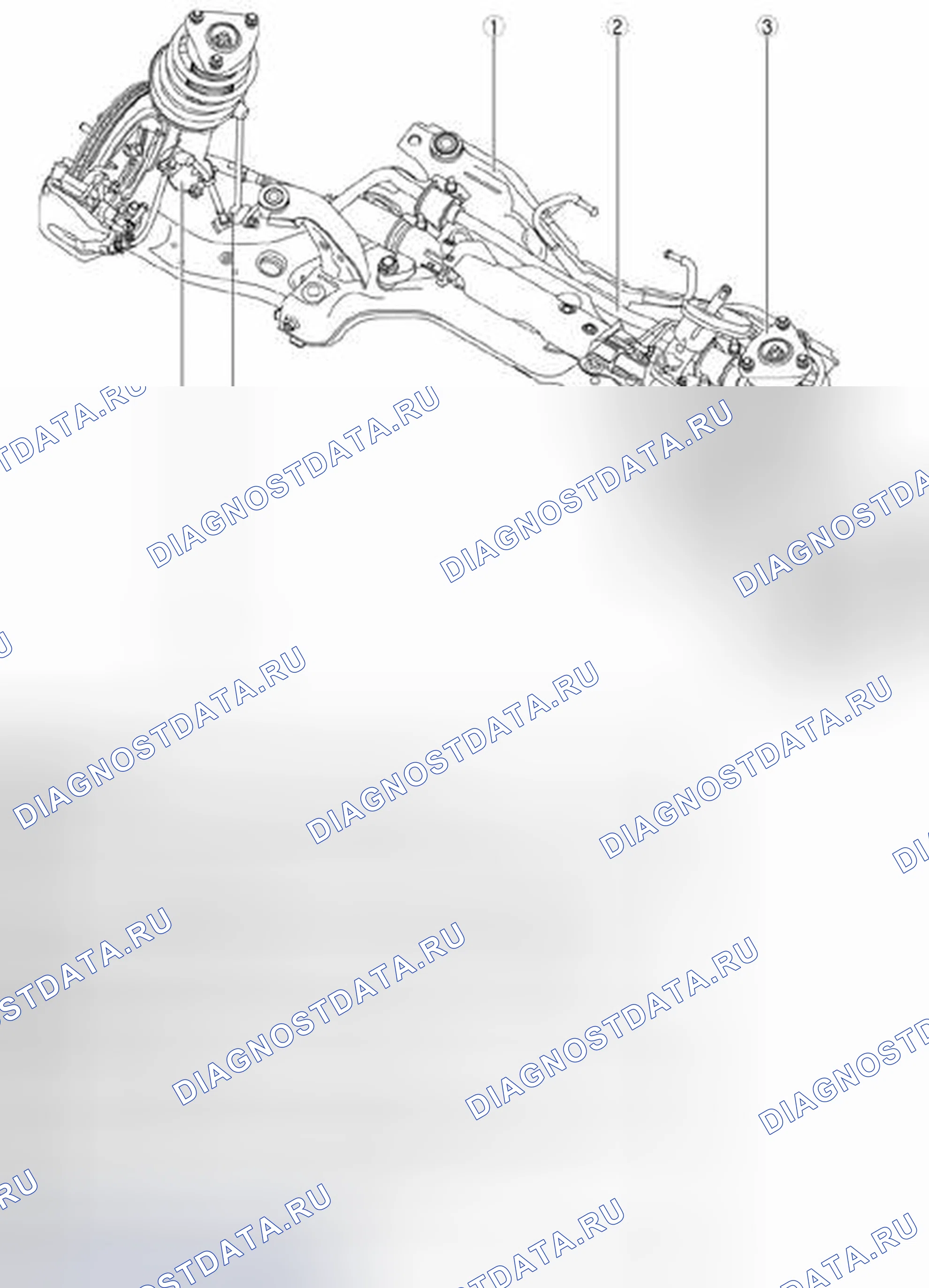 Рис. 1: Идентификация компонентов передней подвески. Mazda 3 BL рестайлинг