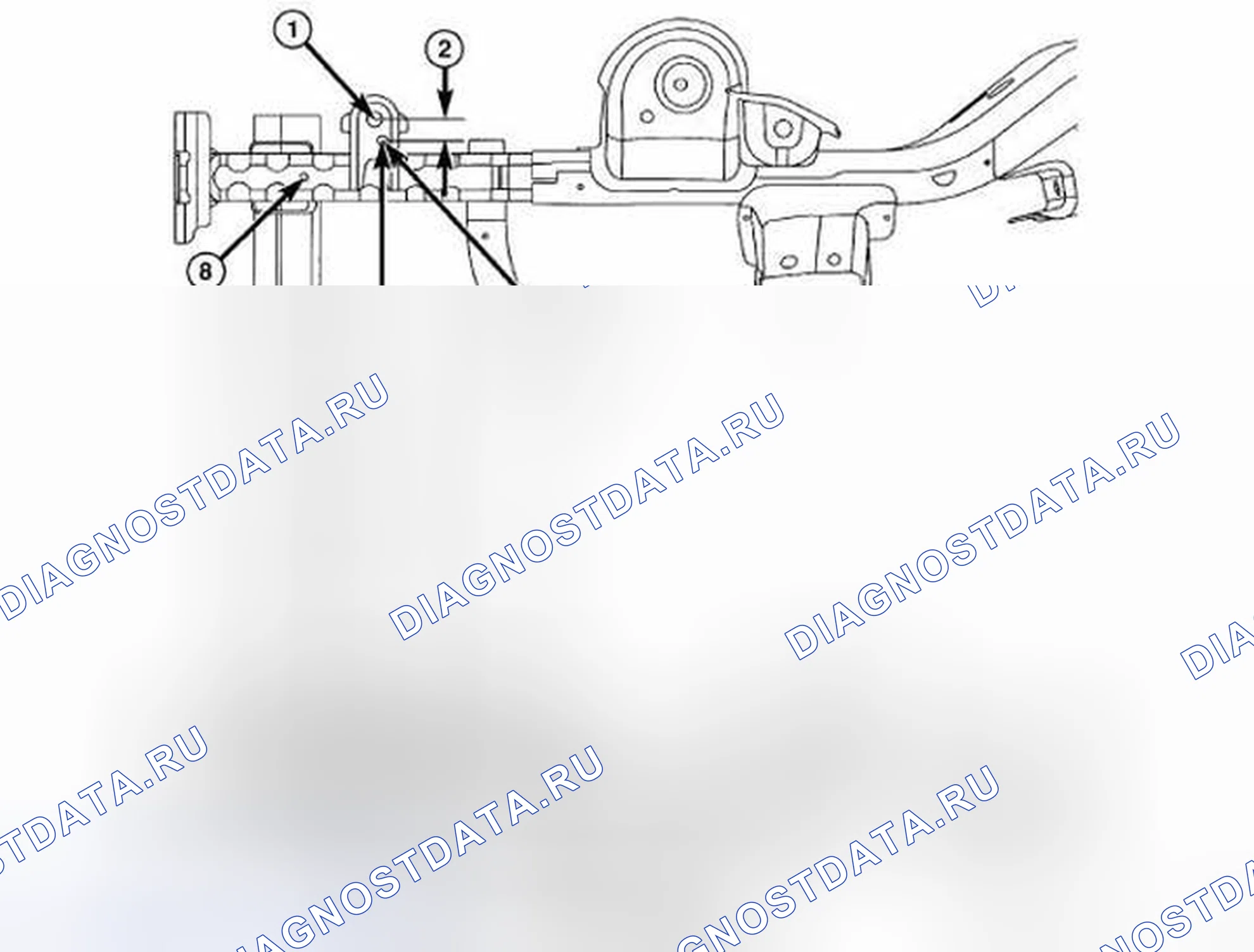 Рис. 12: РАСПОЛОЖЕНИЕ КРОНШТЕЙНОВ И ИХ МОДИФИКАЦИИ. Jeep Wrangler III