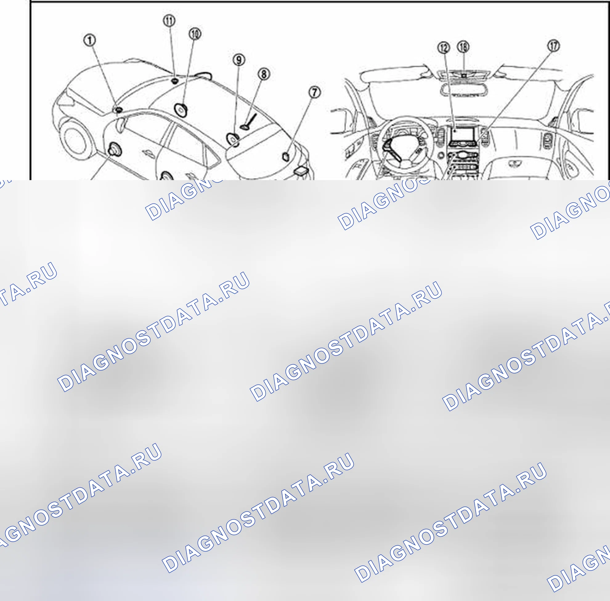 Рис. 52: Расположение компонентов. Infiniti EX37 I