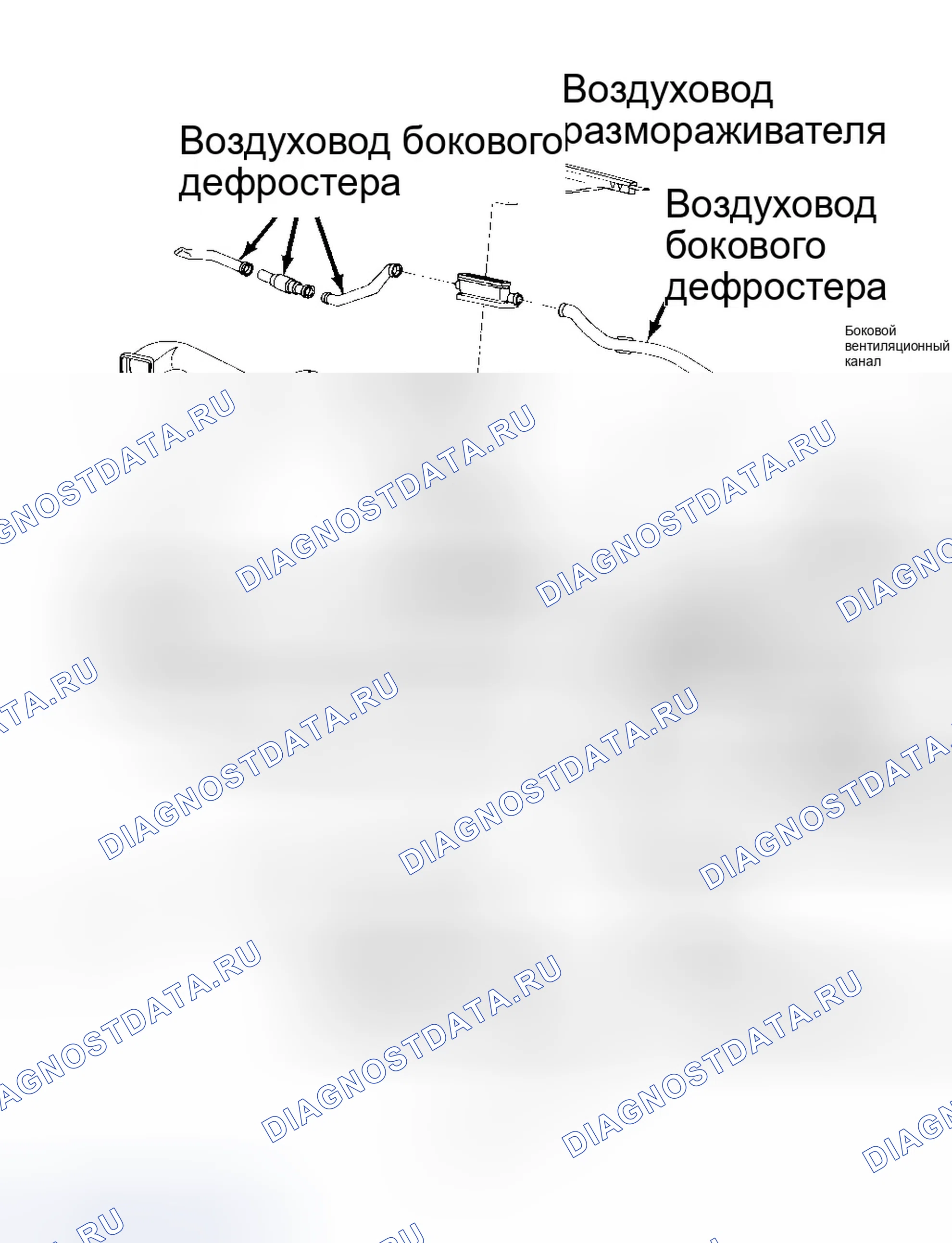 Рис. 50: КОМПОНЕНТЫ И ВОЗДУХОВОДЫ A / C-НАГРЕВАТЕЛЯ. Infiniti Q45 I
