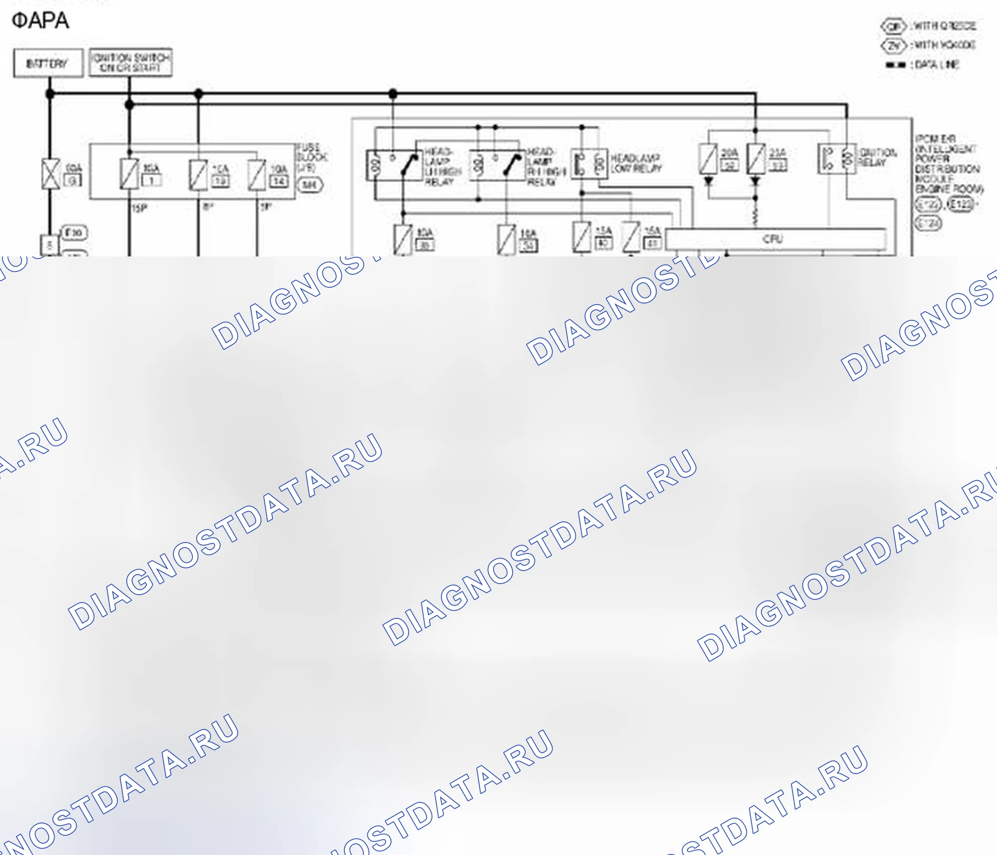Рис. 298: Фара: электросхема. Suzuki Equator I
