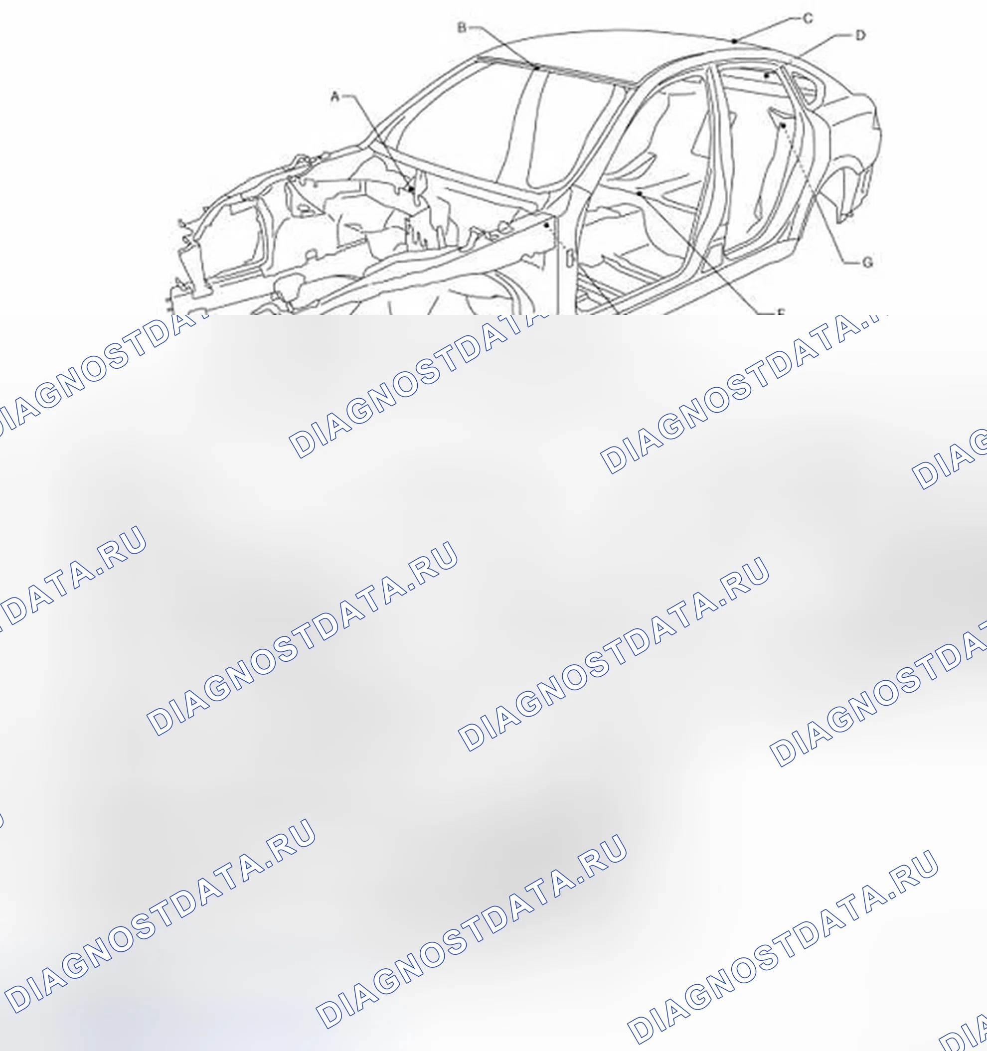 Рис. 184: Метки центра тела. Infiniti M37 IV
