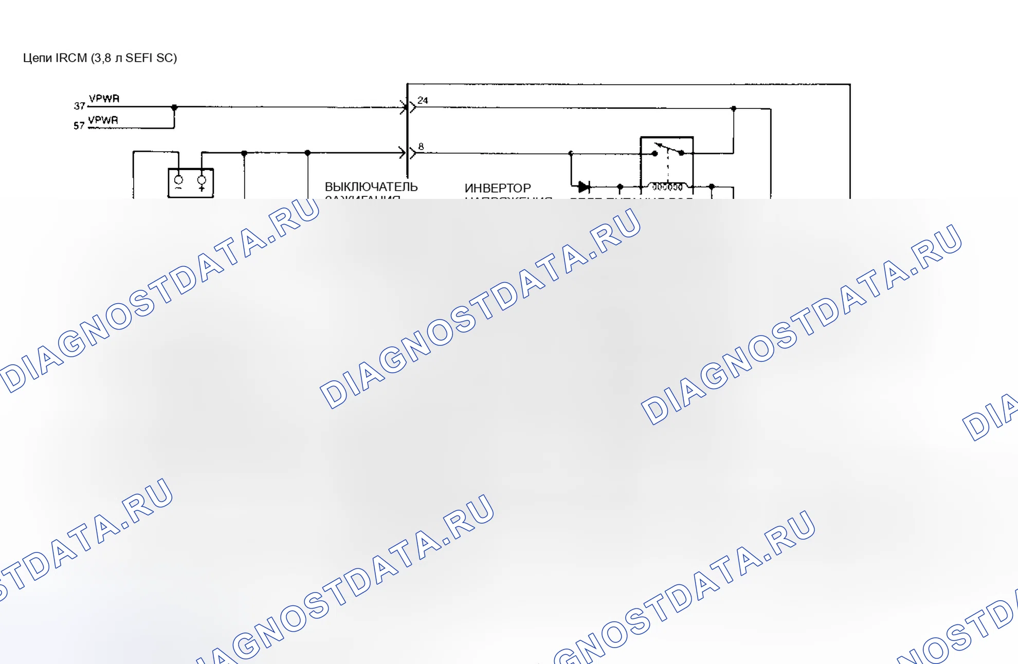 Рис. 77: Цепи IRCM (3,8 л SPFI AXODE). Lincoln Continental VIII