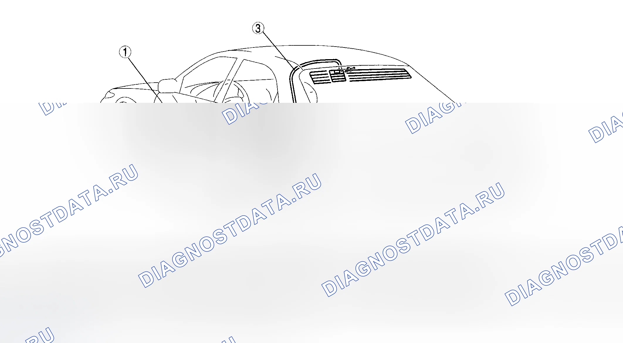 Рис. 74: РАСПОЛОЖЕНИЕ АНТЕННОГО ФИДЕРА. Mazda 6 GG рестайлинг