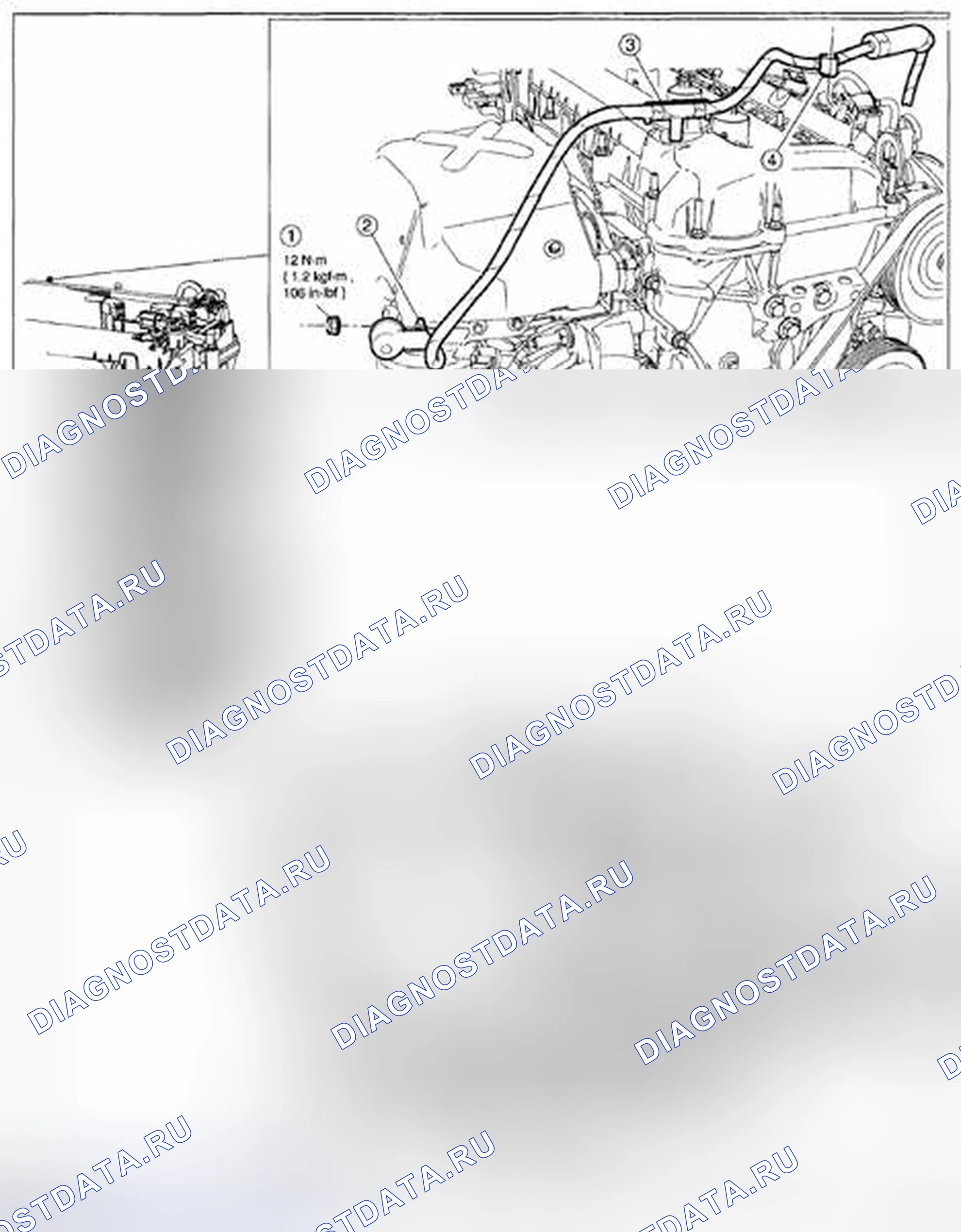 Рис. 1: ДЕМОНТАЖ / МОНТАЖ КАБЕЛЕЙ АККУМУЛЯТОРНОЙ БАТАРЕИ - 2,5 л. Mazda Tribute II