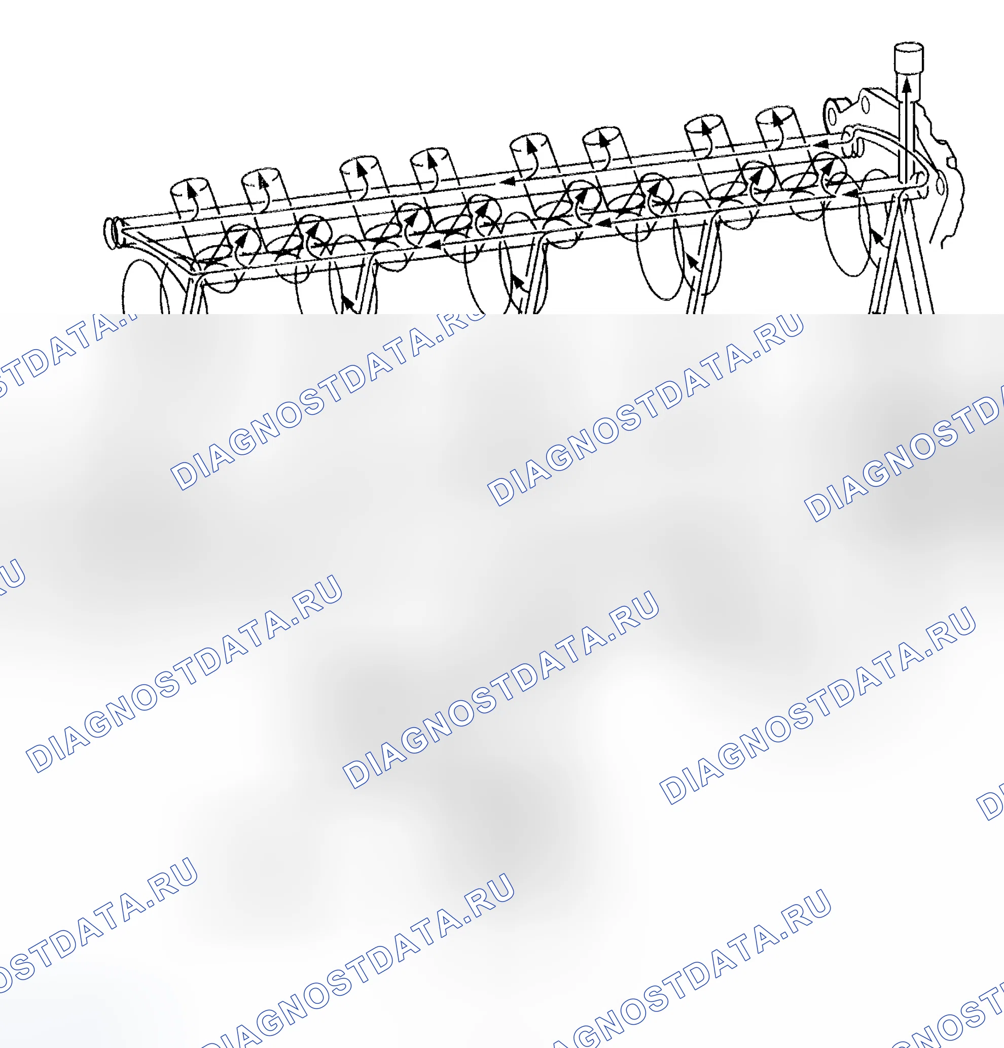 Рис. 759: Схема потока смазки. Chevrolet TrailBlazer I