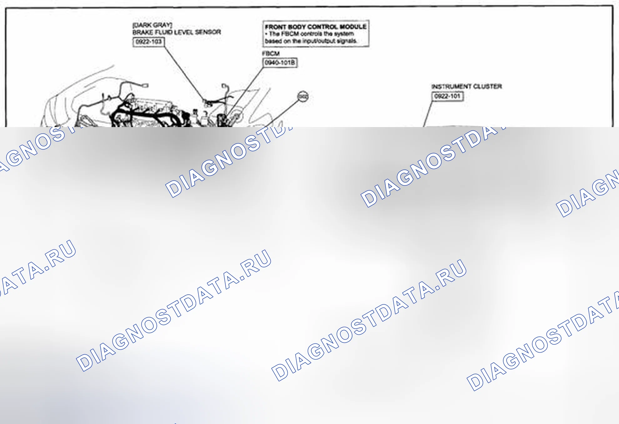 Рис. 226: Схема разводки кабельных жгутов приборной панели (0922-1c) 2 из 2. Mazda CX-5 I