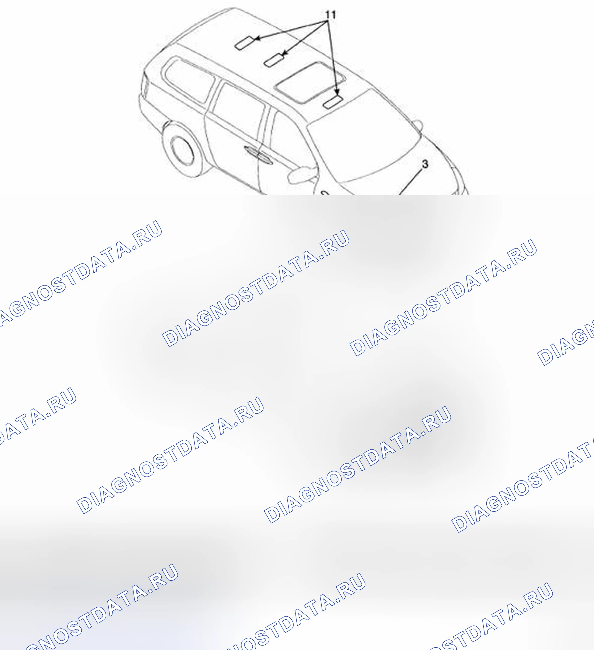 Рис. 4: РАСПОЛОЖЕНИЕ КОМПОНЕНТОВ. Kia Sedona II
