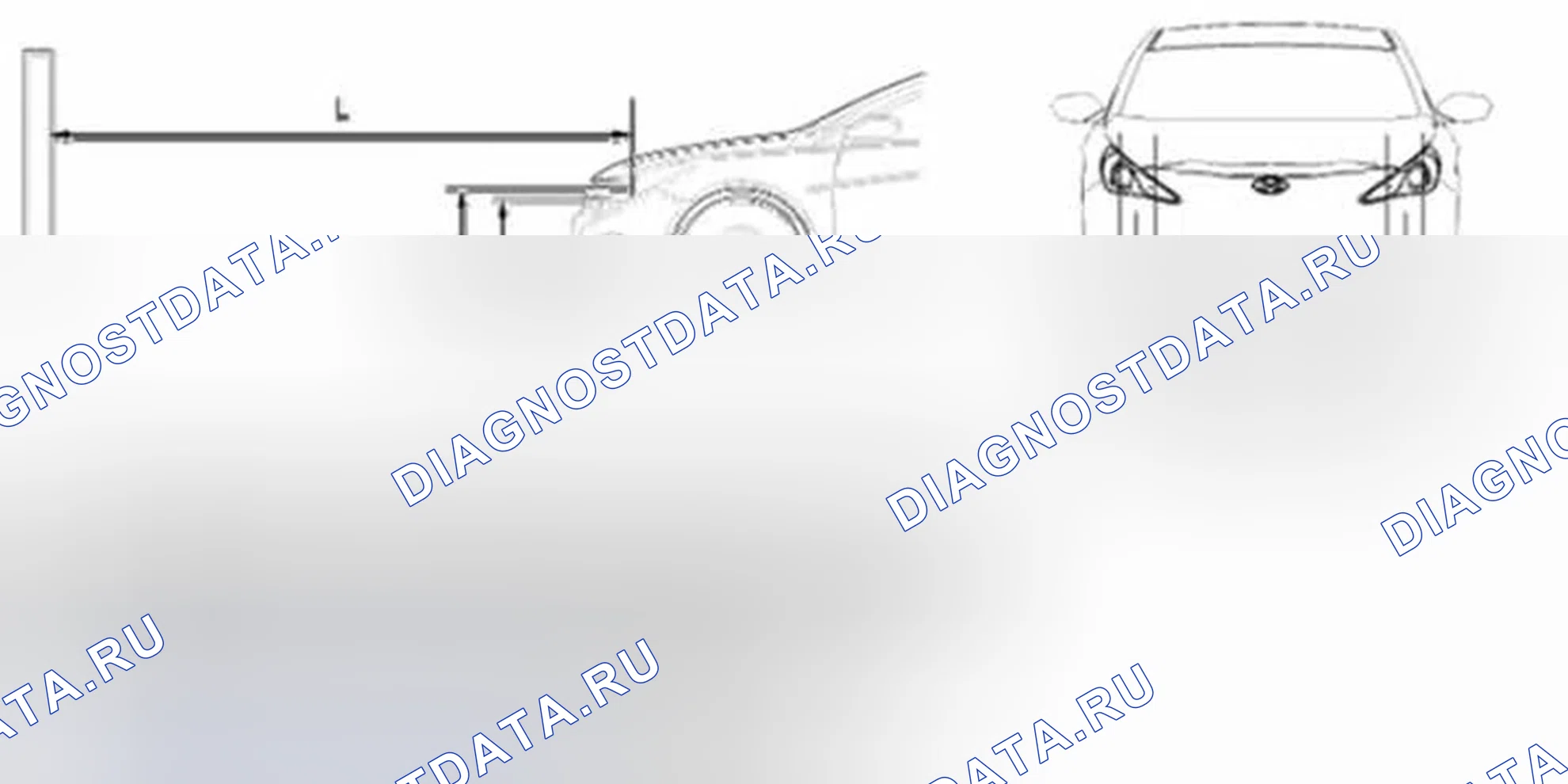 Рис. 36: Точка прицеливания фары и противотуманной фары. Hyundai Sonata VI