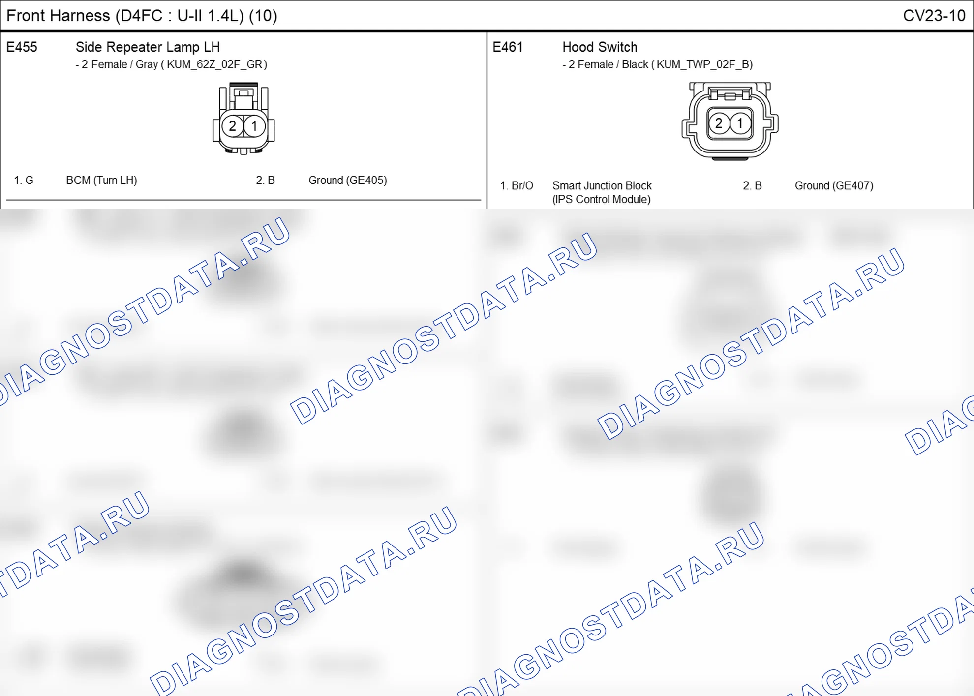 Распиновка разъёма E455 — front harness. Hyundai i20 GB