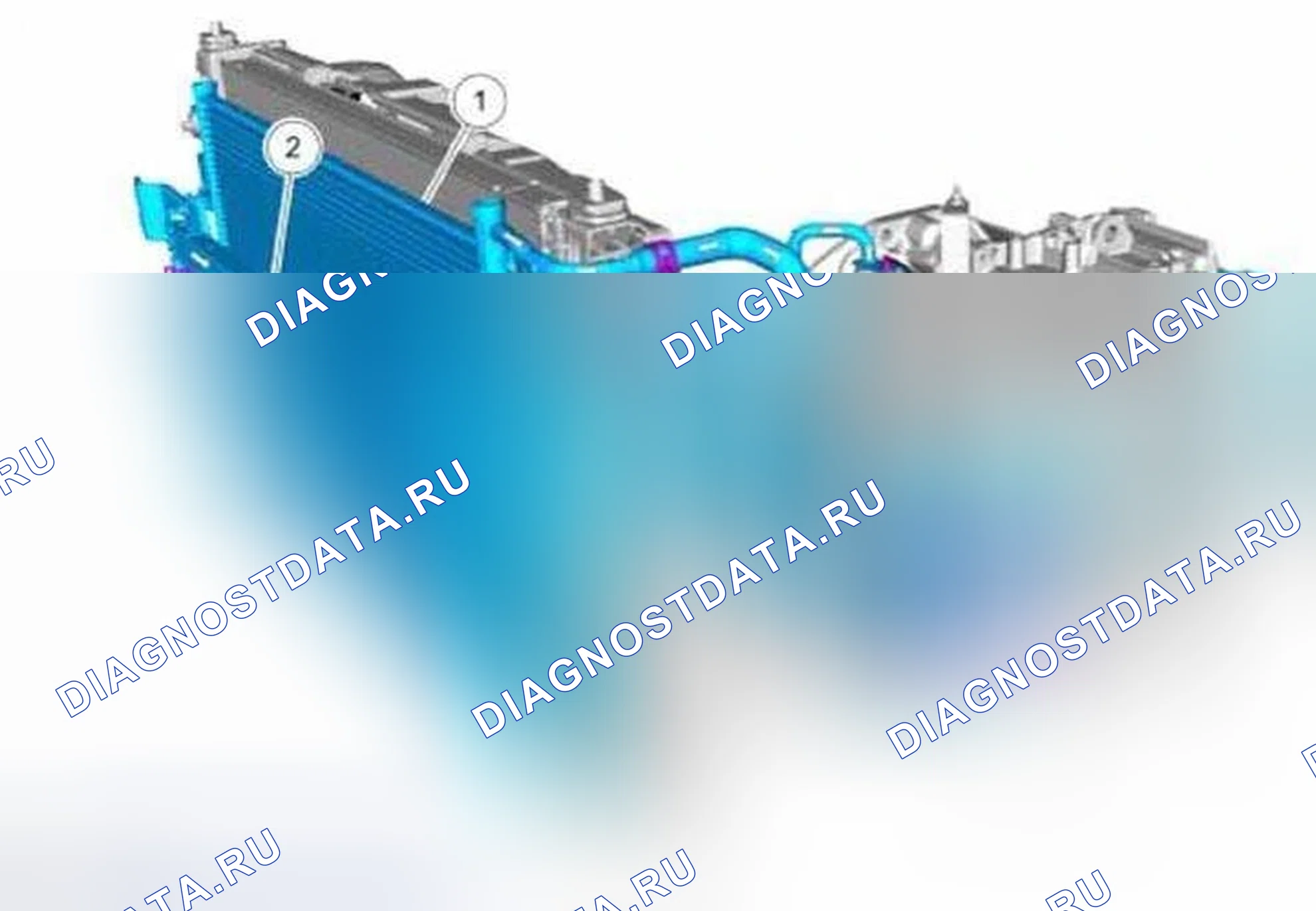 Рис. 2: Охлаждение коробки передач - 6F50 и 6F55 со вспомогательным охладителем. Ford Explorer V