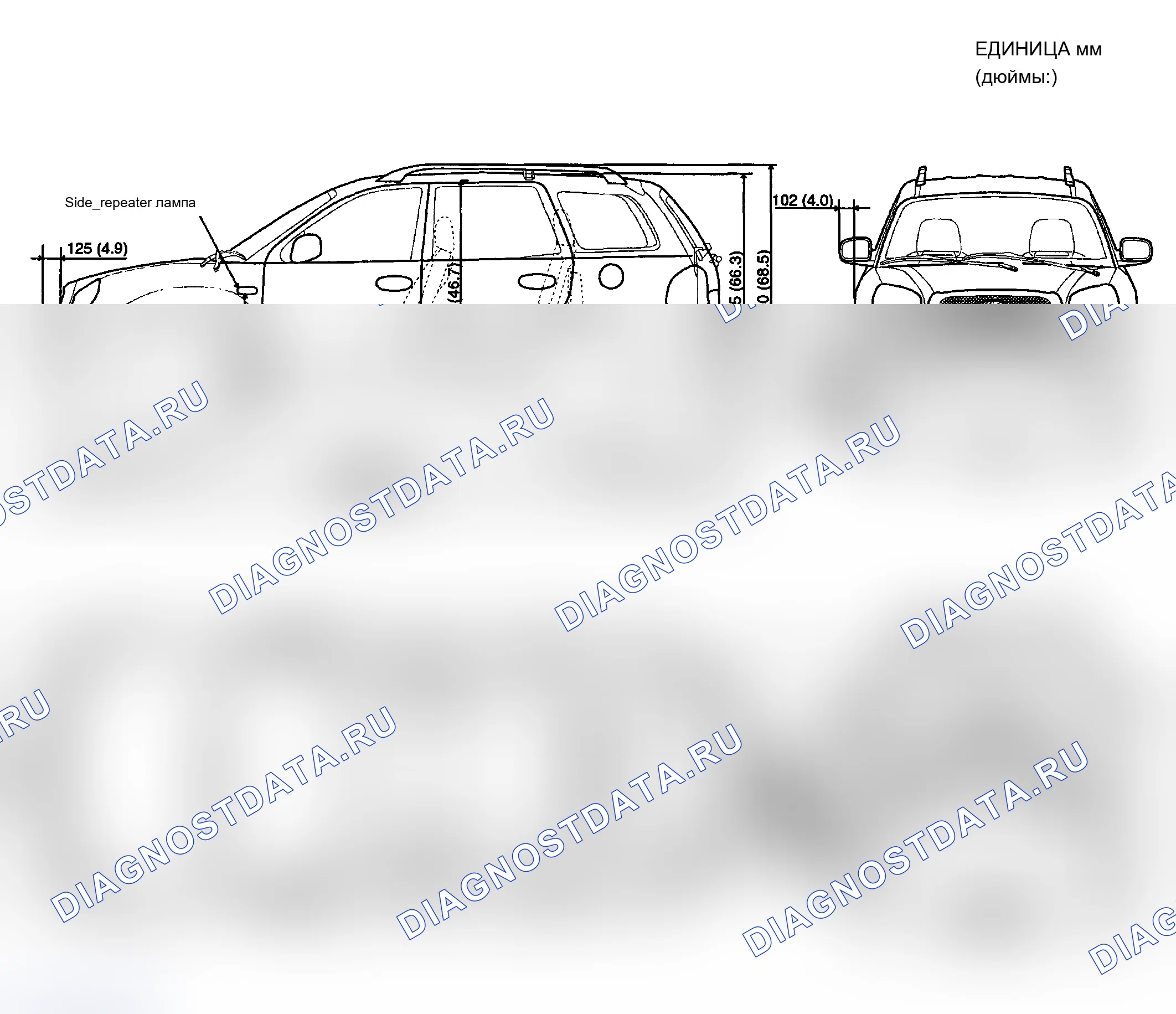 Рис. 41: РАЗМЕРЫ КОРПУСА. Hyundai Santa Fe II