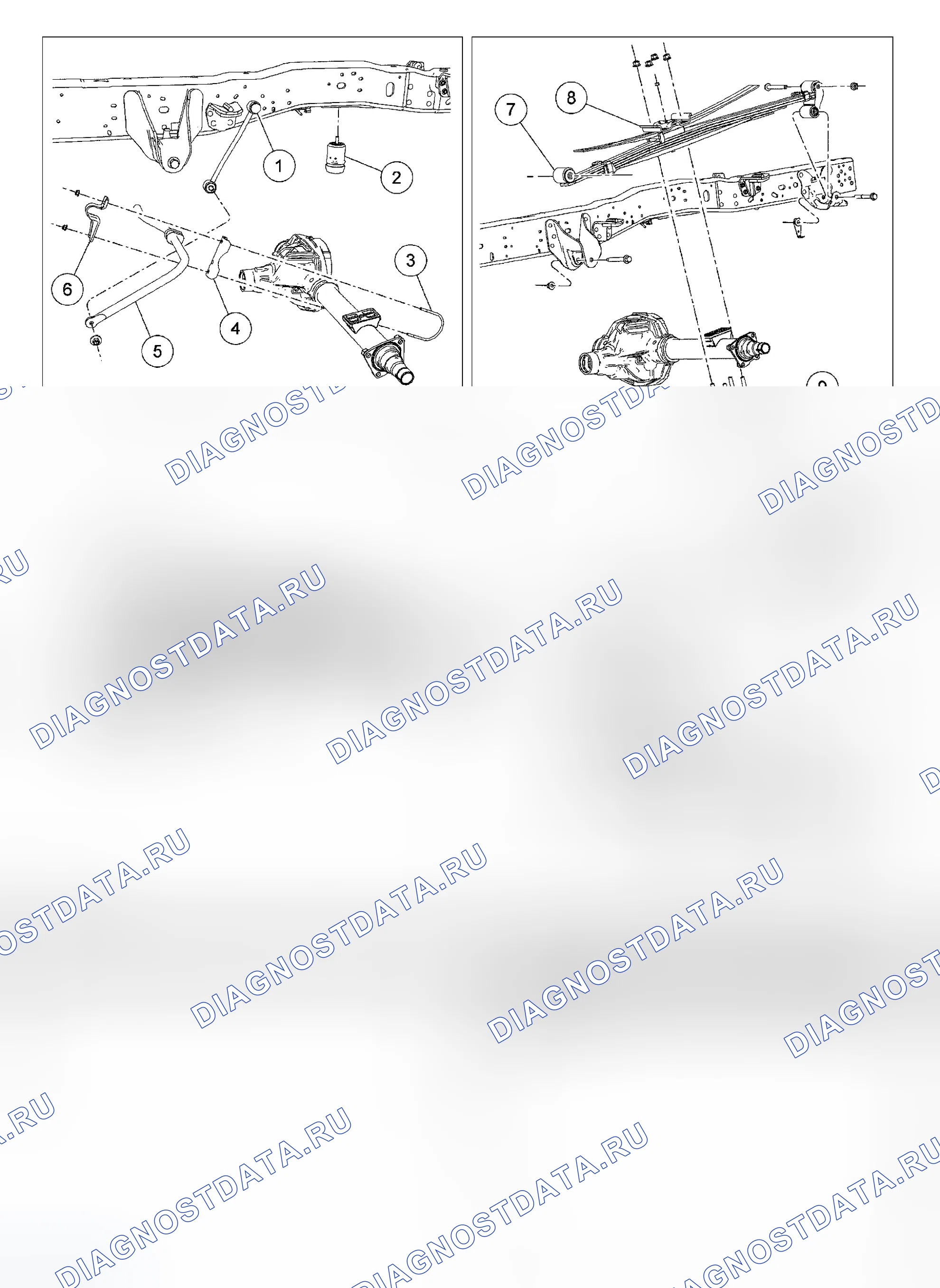 Рис. 1: Задняя подвеска. Ford Cab & Chassis F350 Super Duty 