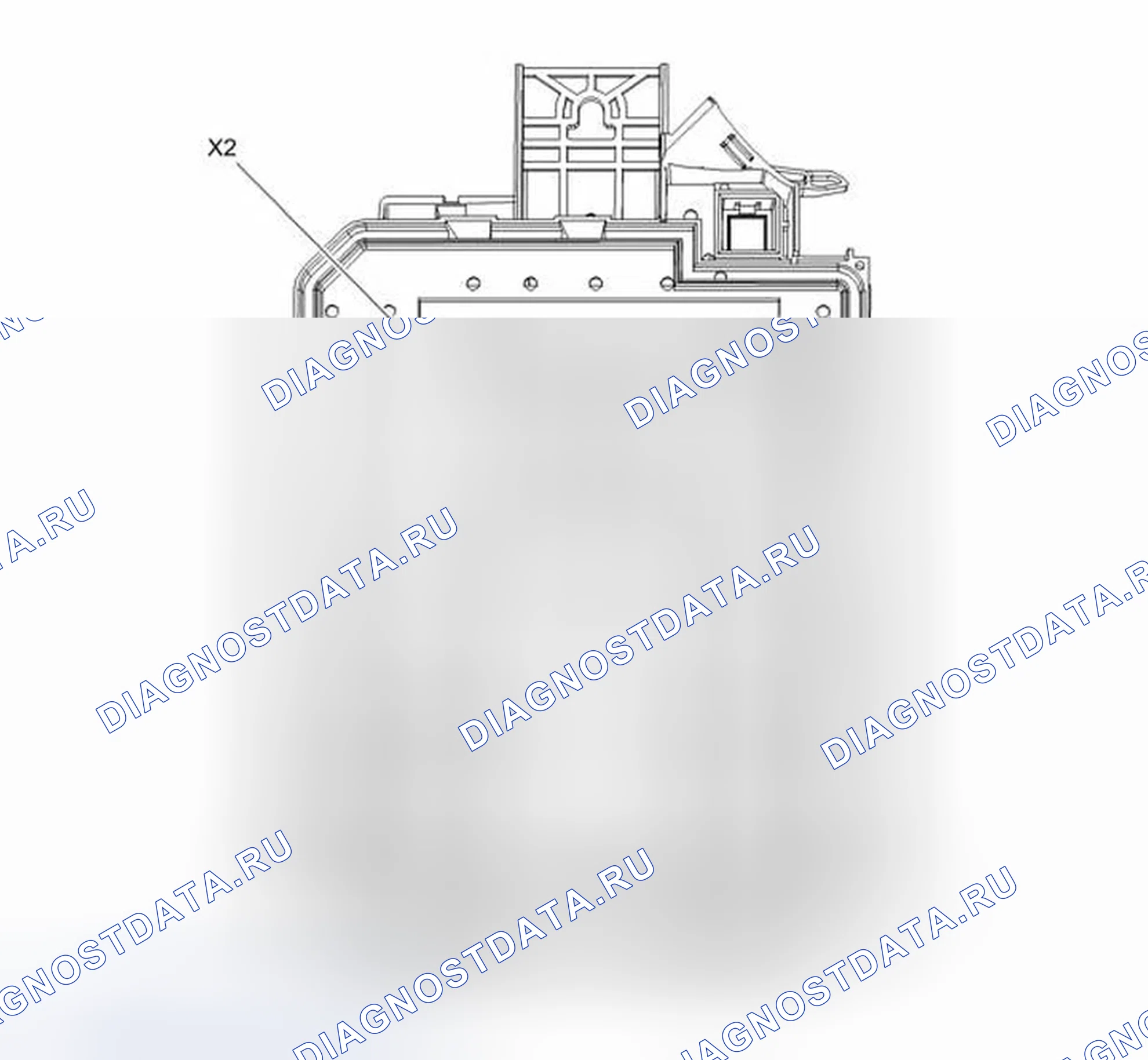 Рис. 3: Блок предохранителей X50A - под капотом, вид снизу. Buick Encore I