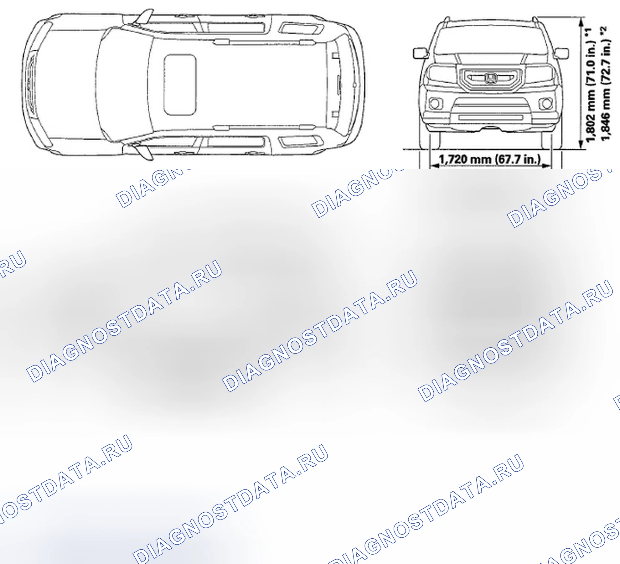 Рис. 1: Характеристики кузова. Honda Pilot II