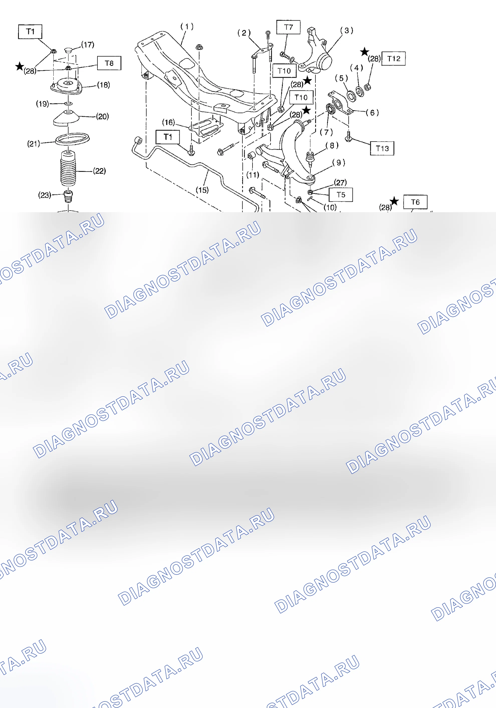 Рис. 5: ПЕРЕДНЯЯ ПОДВЕСКА. Subaru Impreza GD/GC/GG рестайлинг