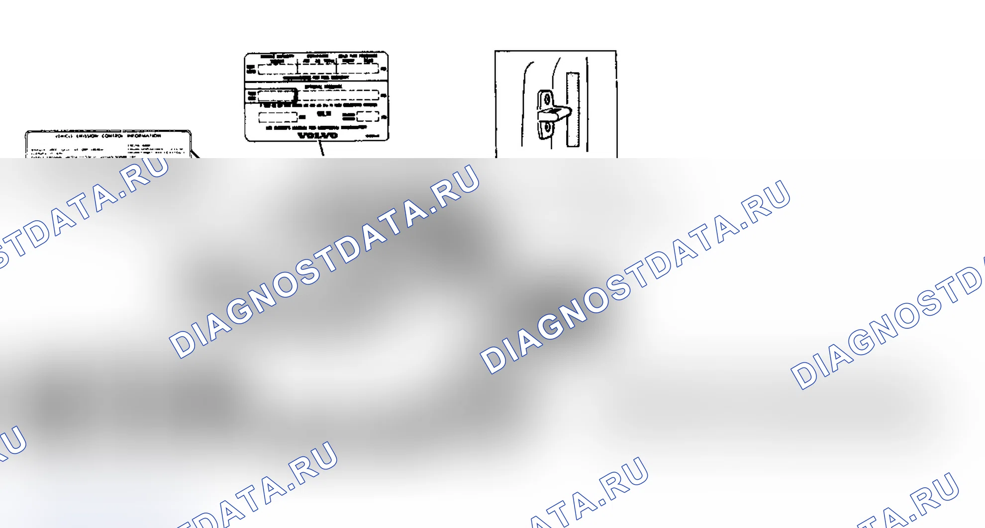 Рис. 36: РАСПОЛОЖЕНИЕ ИНФОРМАЦИОННЫХ МЕТОК. Volvo 740 I