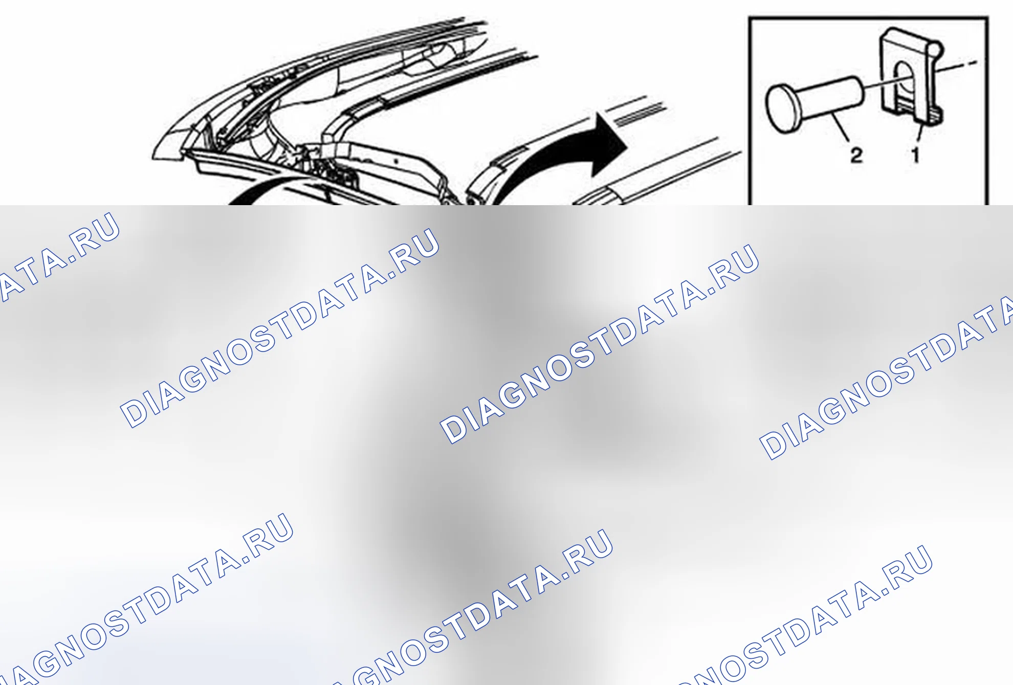 Рис. 18: Замена складной верхней боковой направляющей. Chevrolet Corvette C6