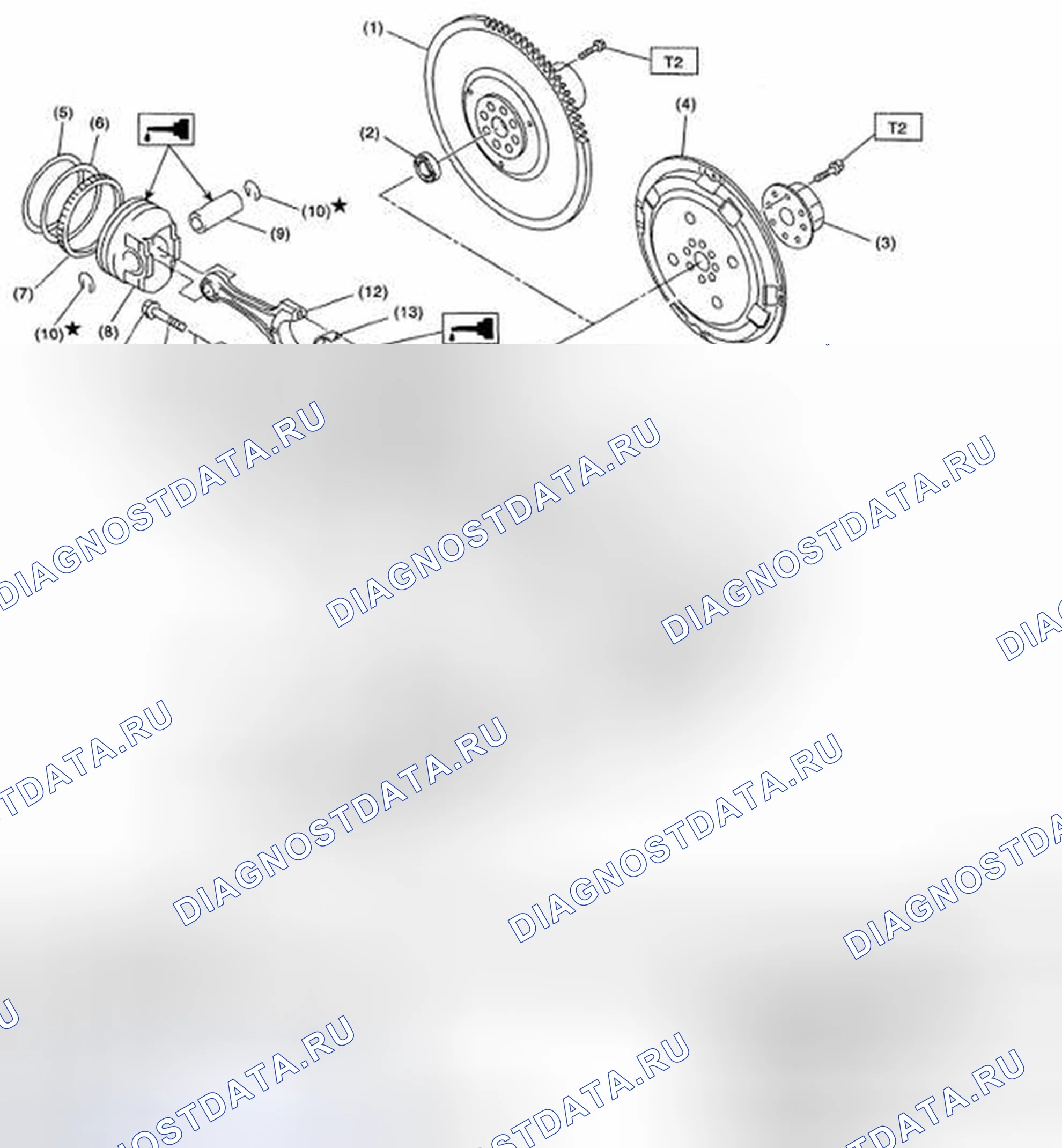 Рис. 299: КОЛЕНЧАТЫЙ ВАЛ И ПОРШЕНЬ. Subaru Impreza WRX GH