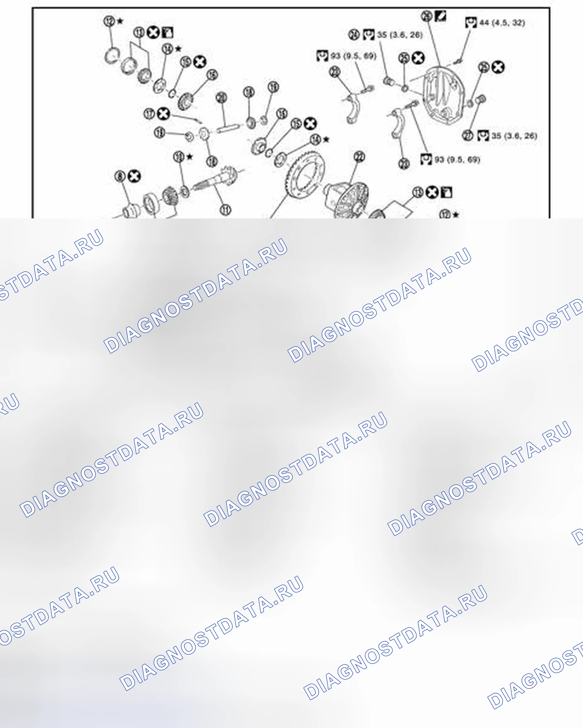 Рис. 105: AWD: Разнесенный вид. Infiniti FX35 II рестайлинг