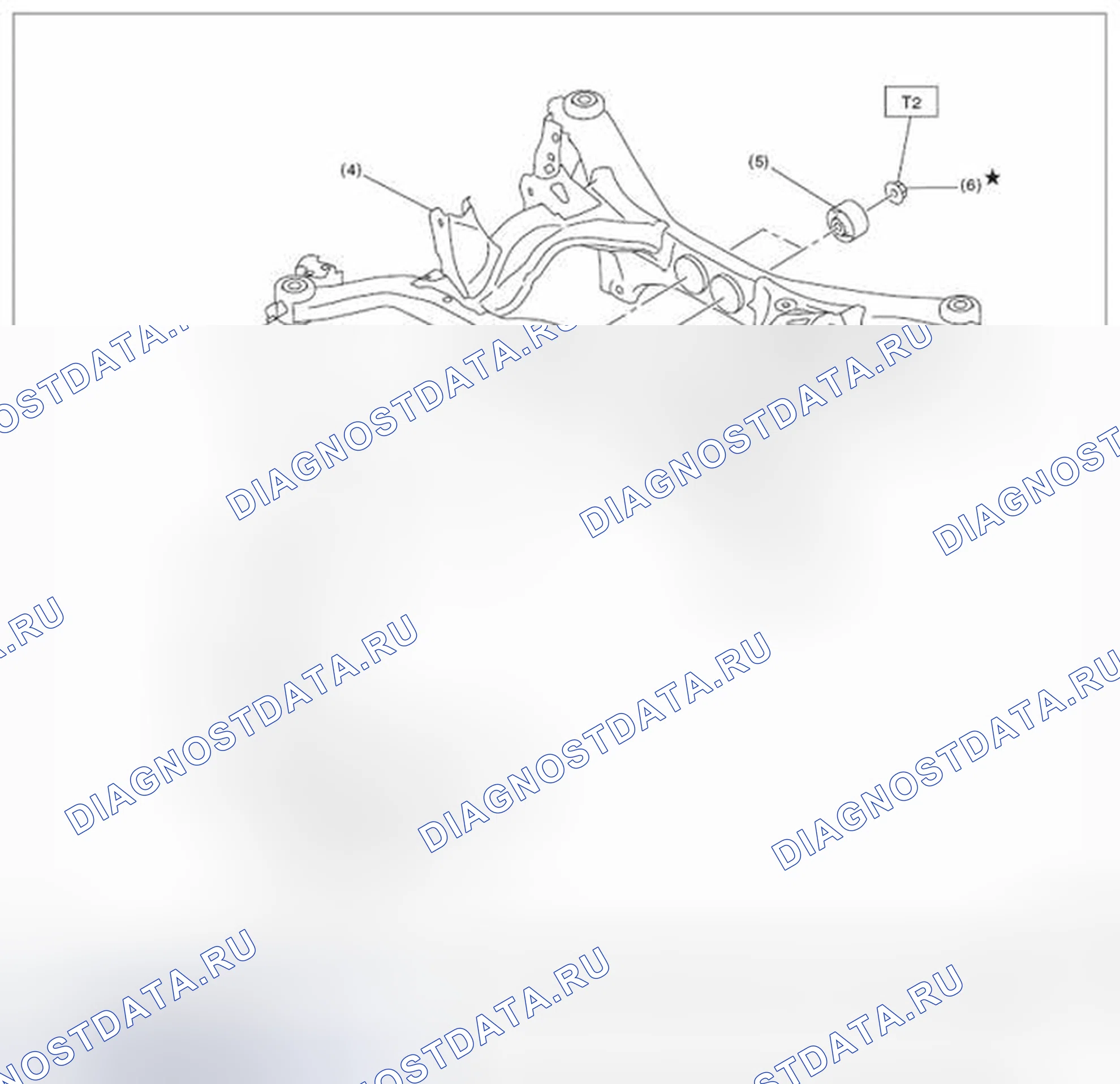 Рис. 327: СИСТЕМА КРЕПЛЕНИЯ ЗАДНЕГО ДИФФЕРЕНЦИАЛА. Subaru Impreza WRX GE рестайлинг