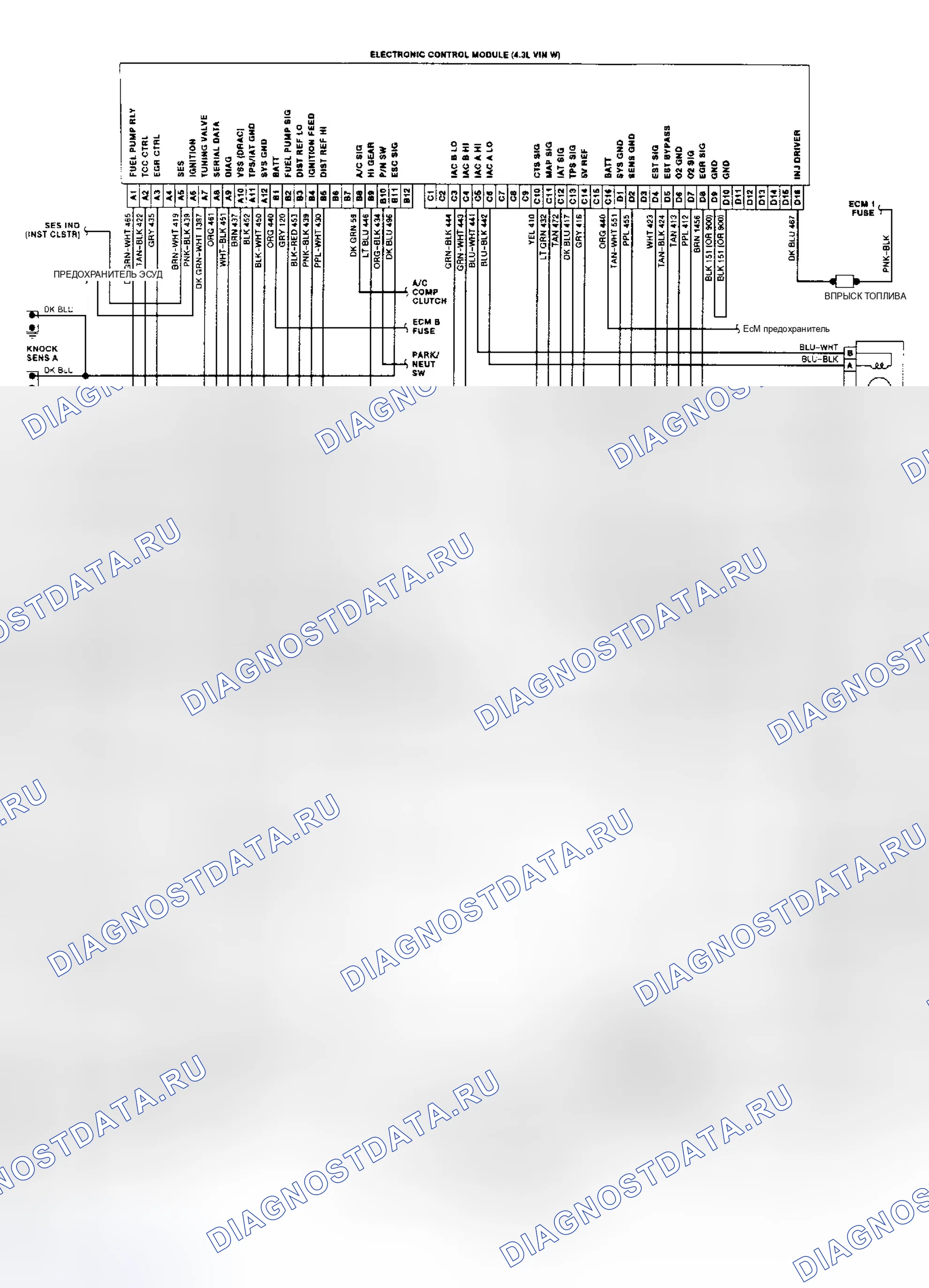 Рис. 23: электросхема (серии «S» и «T» 4.3L CPI). GMC Jimmy Typhoon 