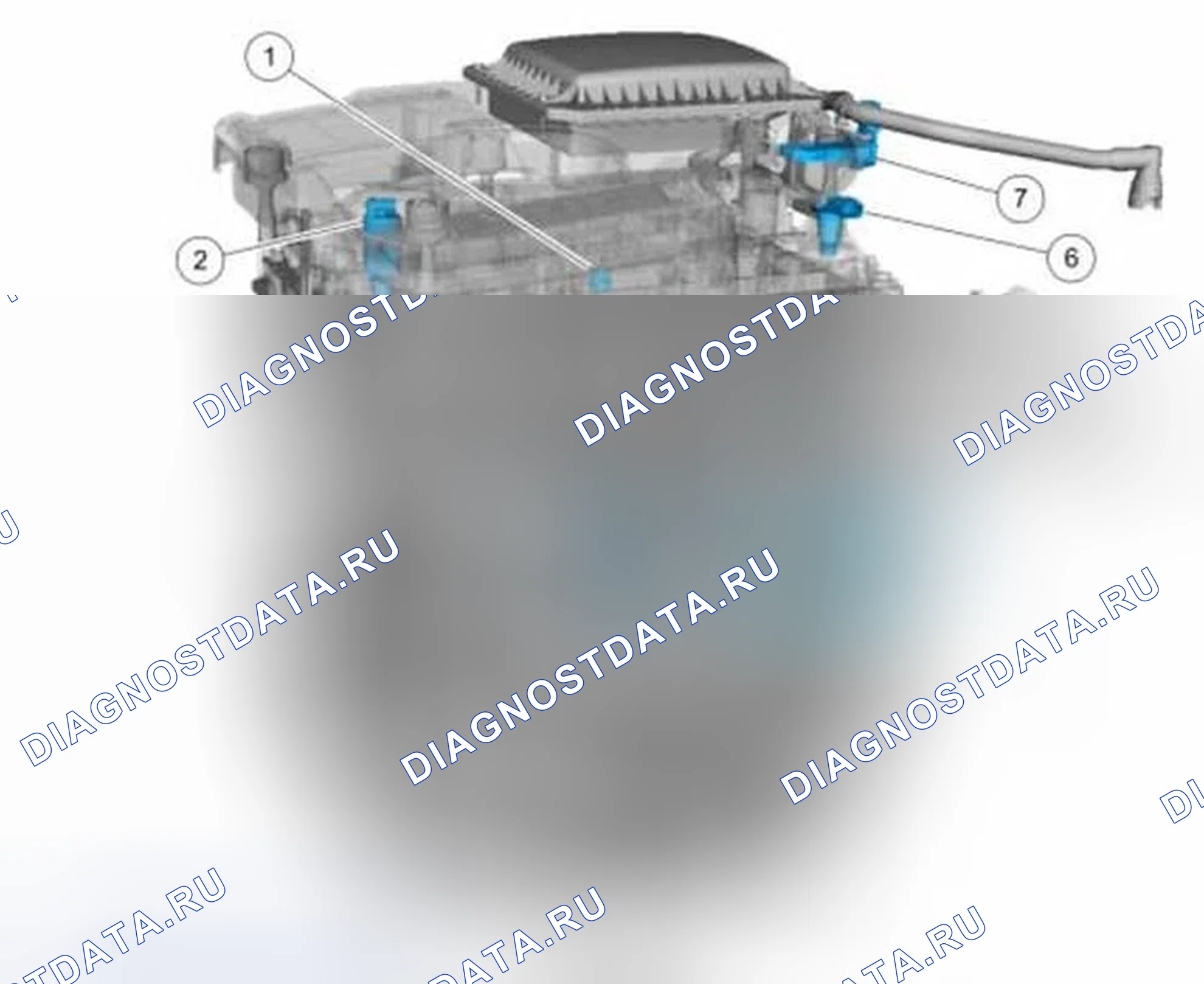 Рис. 1: Расположение датчиков левого двигателя. Ford C-MAX II