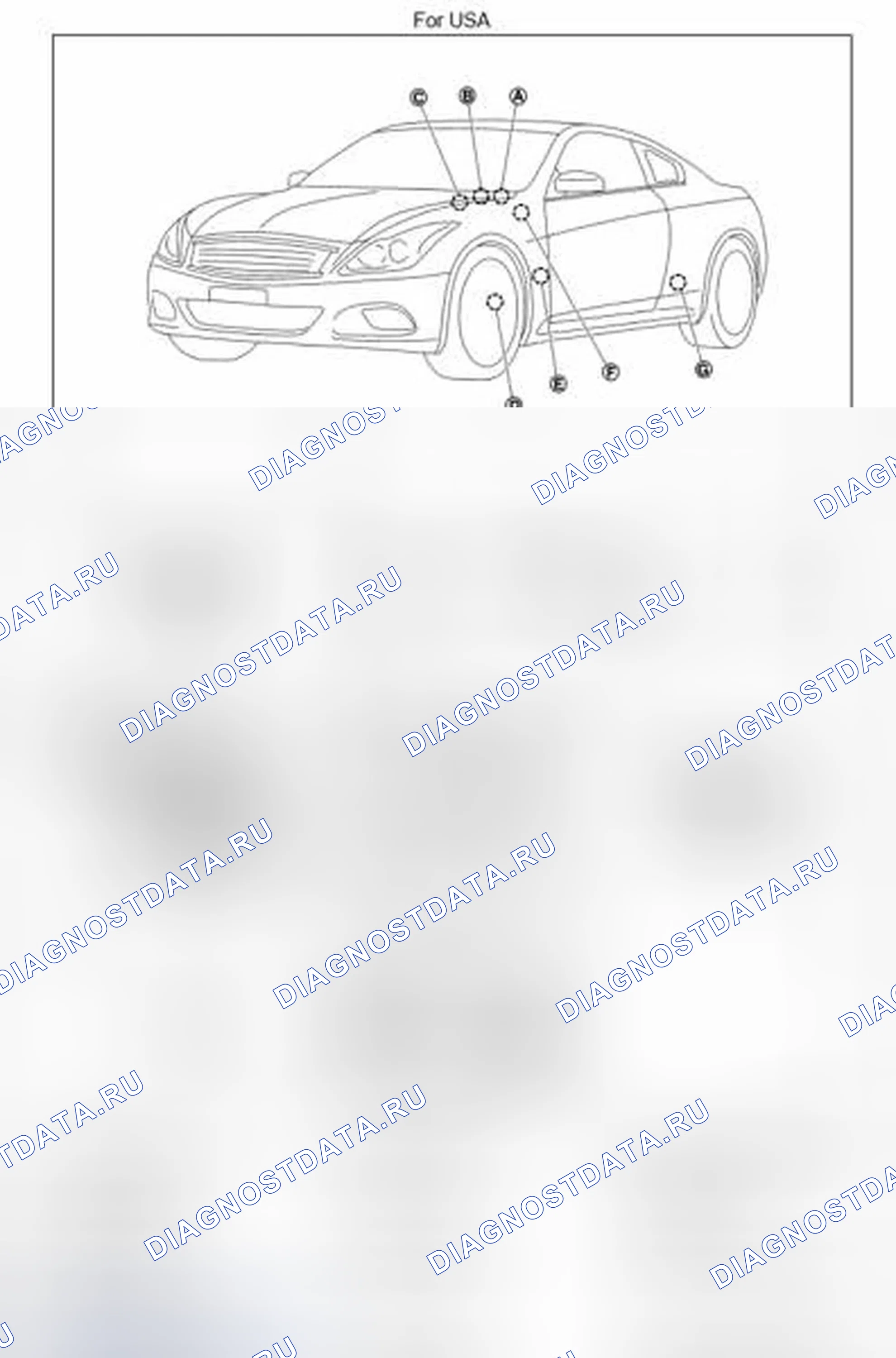 Рис. 35: Расположение компонентов. Infiniti Q60 I